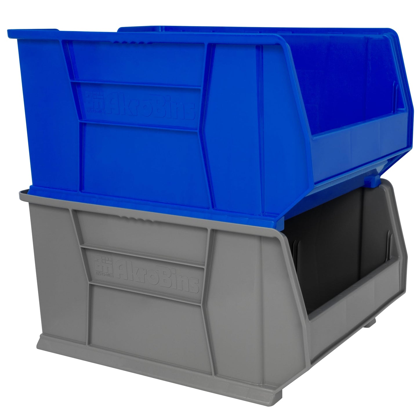 Akro-Mils 30289 Super-Size AkroBins Plastic Storage Bins, Space-Saving Stackable Bins for Garage, Classroom, Warehouse Organization, 24" L x 18" W x 12" H, Blue, 1-Pack