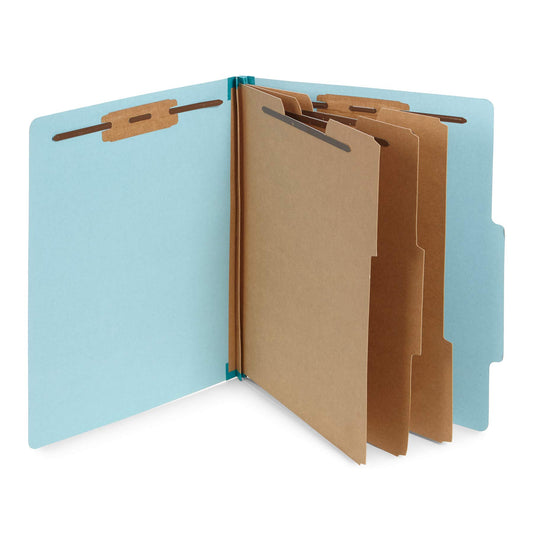 Blue Summit Supplies Light Blue Classification Folders, 3 Dividers, Letter Size with 2 Inch Expansions, 8 Section, 10 Pack