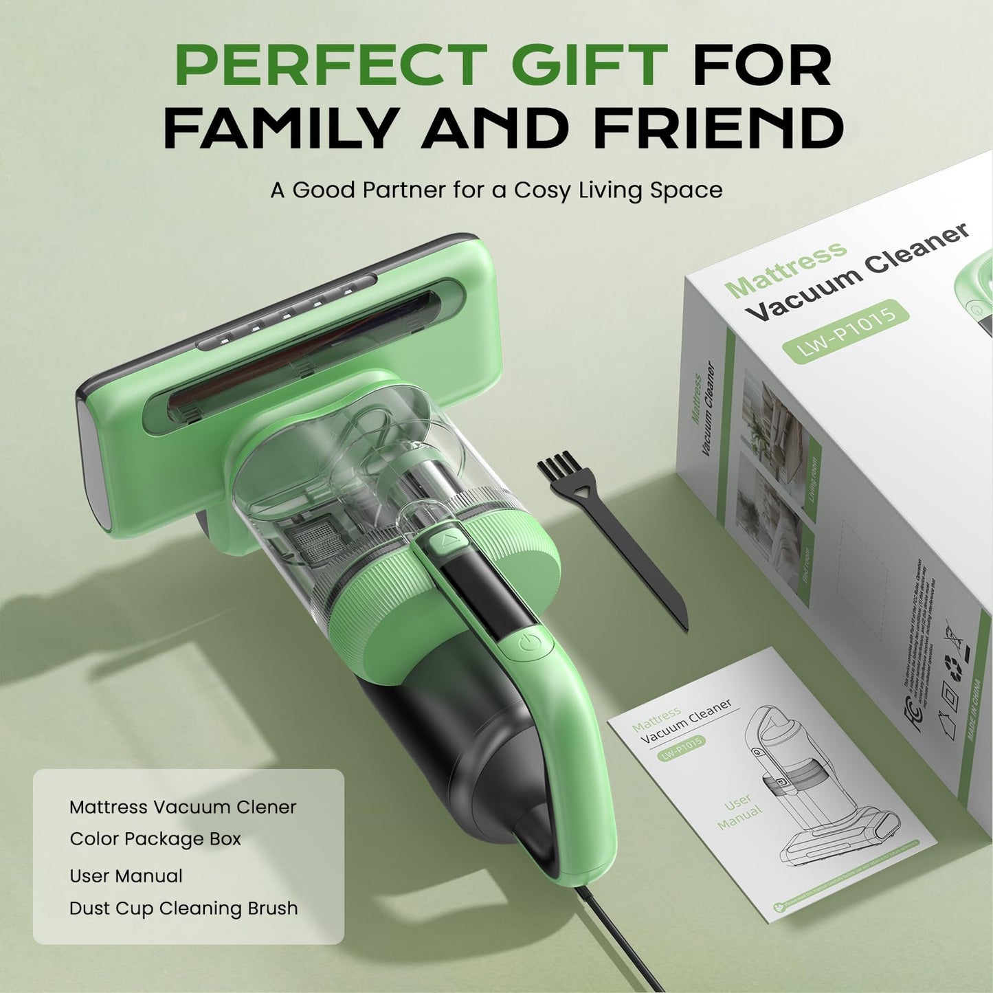 MYUAKO Mattress Vacuum Cleaner Bed Vacuum Versatile Handheld Vacuums with 500W 18Kpa Power Suction & 253.7nm U-V-C Light & Heating Tech & 30000 RPM/Min Brush Roll Rotation Corded