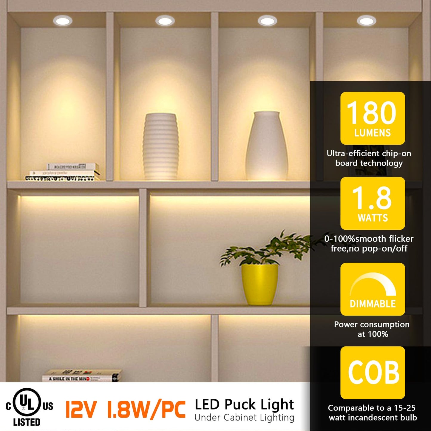 VST Smart Under Cabinet Lighting Work with Alexa Google Home Assistant App Remote Control, Recessed or Surface Mount 12V 2W/pc Puck Light for Kitchen Under Counter, Display Case, 6 Pack 3000K~6000K.