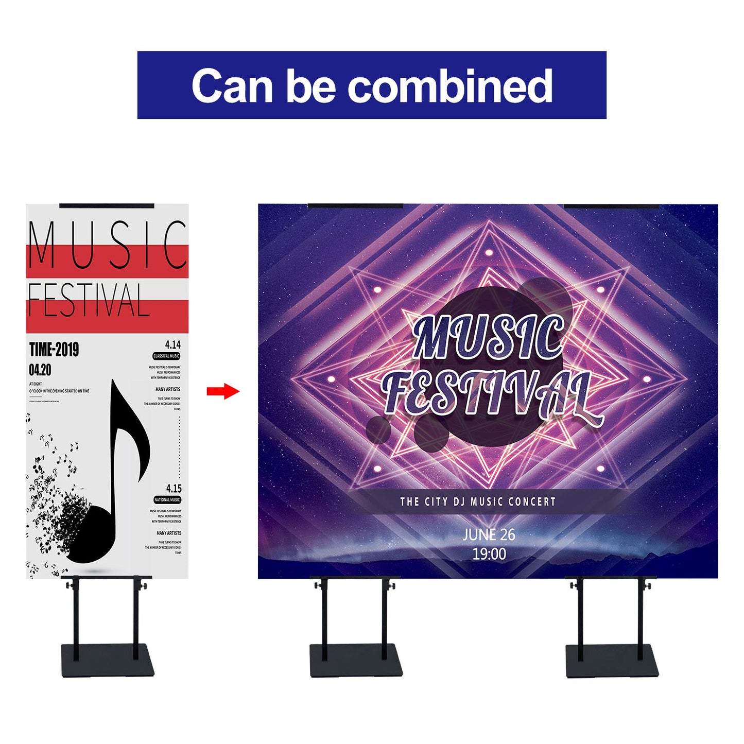 AKTOP Heavy Duty Floor Standing Sign Holder with Non-Slip Mat Base, Adjustable Banner Stand Height Up to 82.6 inch, Double-Sided Pedestal Poster Stand for Indoor Outdoor Display