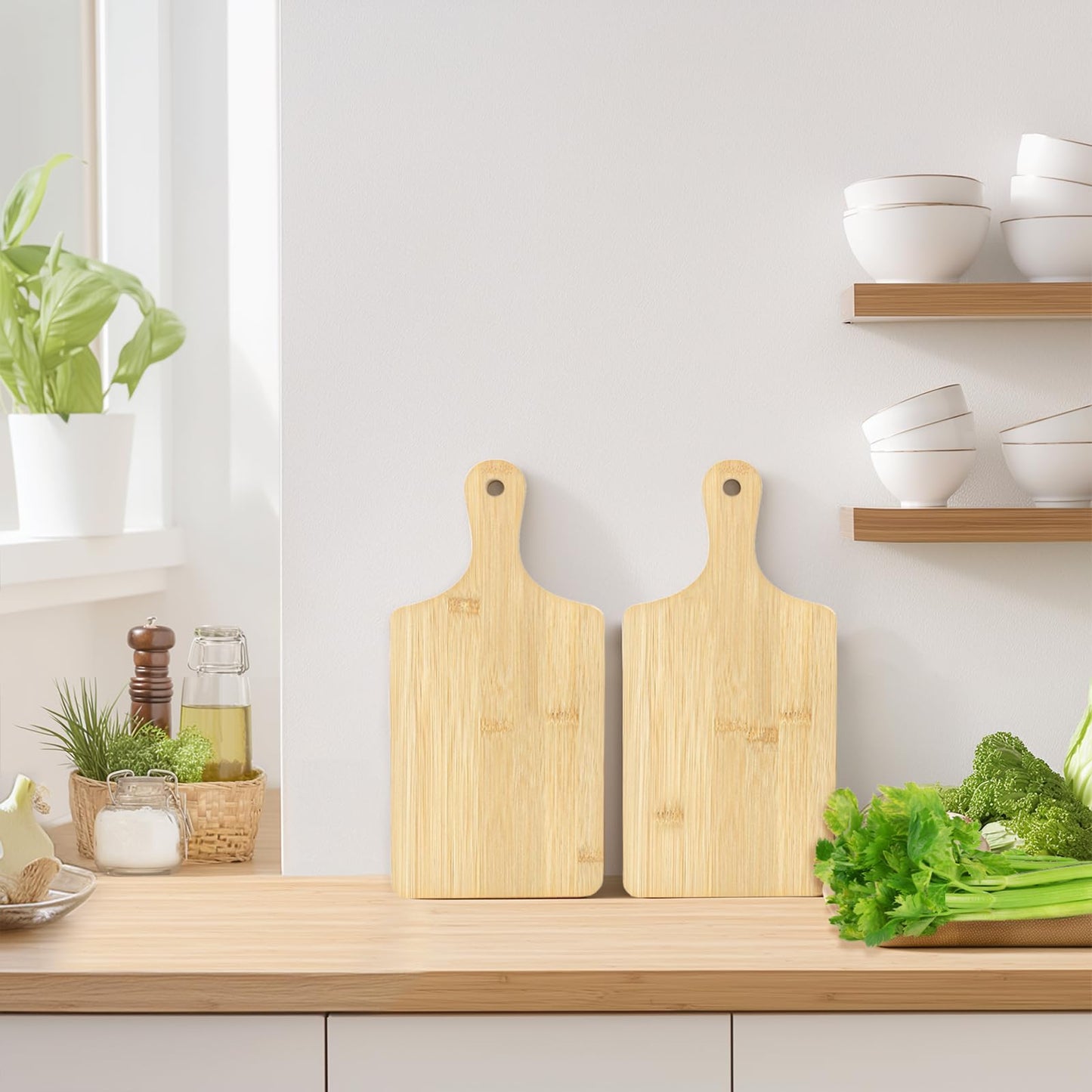 25 PCS Cutting Board Bulk Wood Chopping Board Laser Engraving Serving Board with Handle Charcuterie Boards for Customized Mother's Day Housewarming Gift 11" x 5" Bamboo