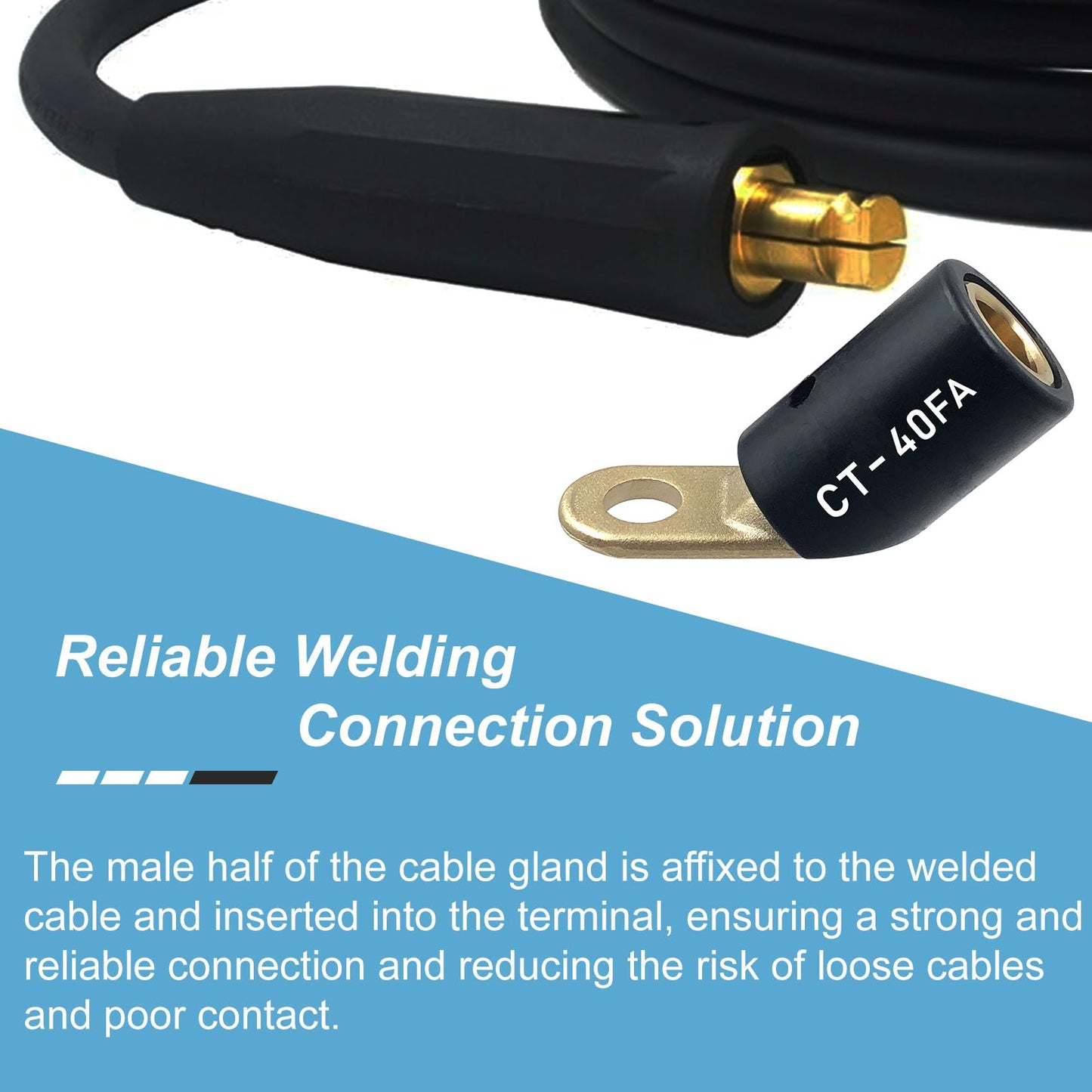 2PCS CT-40FA Welding Terminals & 2PCS LC-40 Welding Cable Connectors, Welder Leads Quick Connector and Terminal for Welding Machine Accessories, 1/0 and 2/0(50-70mm²) Cable Size Capacity