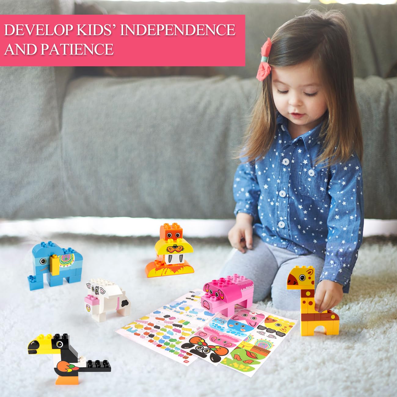 Animal Building Blocks Set, 122 Pieces with Storage Box for Kids Ages 3-4-5-6, Creative Educational Toys for Boys and Girls