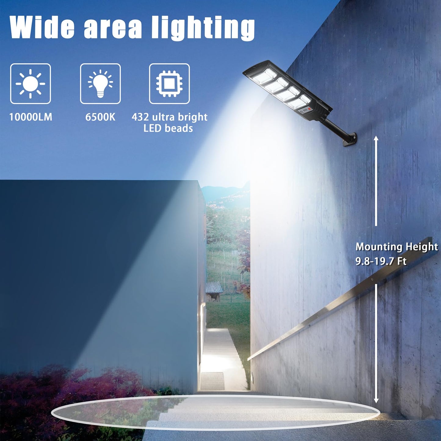 4 Pack Solar Street Lights Outdoor Waterproof 10000LM 6500K, Solar Light Outdoor Dusk to Dawn with Wide Angle Motion Sensor and Remote, Parking Lot Lights for Area Lighting Yard