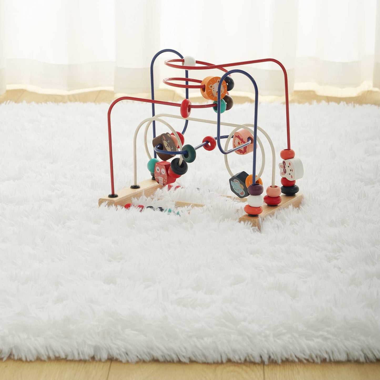 Foxmas Large Area Rugs for Living Room Bedroom 6x9 Feet, Fluffy Kids Room Plush Shaggy Nursery Rug Furry Throw Carpets for Boys Girls, College Dorm Fuzzy Rugs Home Decorate Rug, Cream
