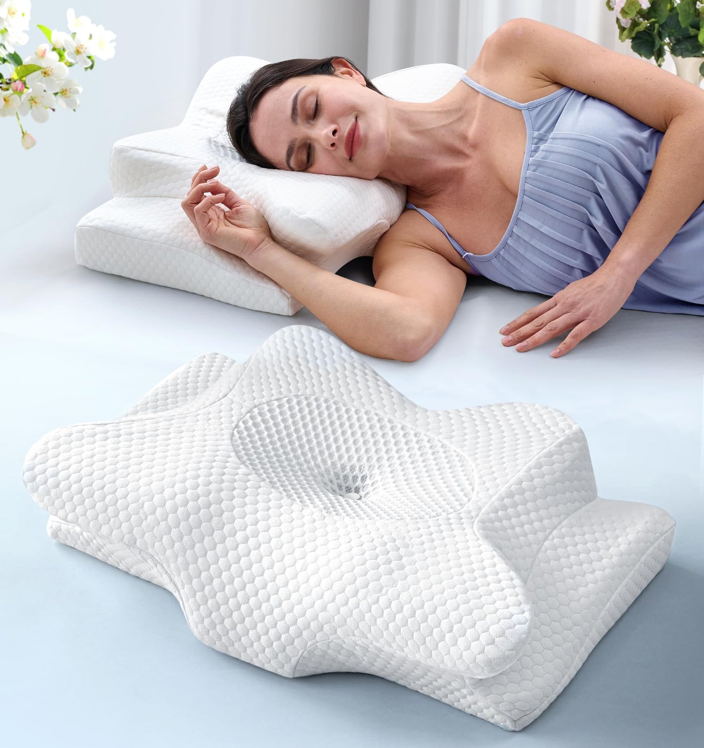 Sleep Doctor Approved Cervical Neck Pillow for Sleeping, Ergonomic Contour Side Sleeper Pillows for Adults, Cooling Orthopedic Pillow for Pain Relief Support, Memory Foam Pillows Back Stomach Sleepers