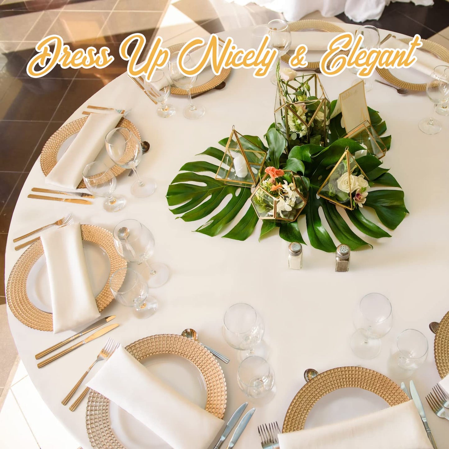BRILLMAX 6 Pack Ivory Round Tablecloths 120 Inch - Circle Bulk Linen Polyester Fabric Washable Table Cloth Cover for Wedding Reception Banquet Birthday Party Buffet Restaurant