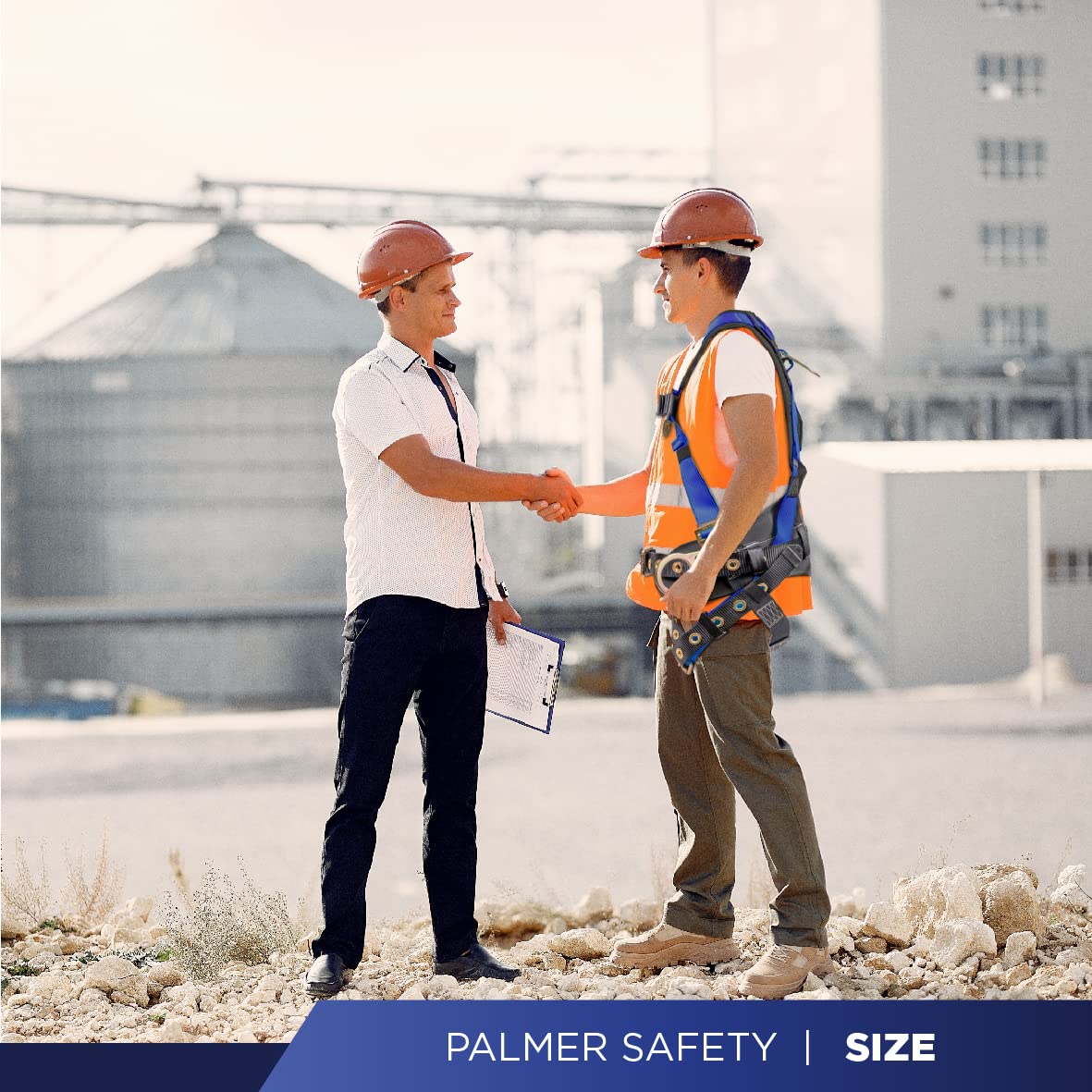Palmer Safety Fall Protection Full Body 5 point Harness, Padded Back Support, Quick-Connect Buckle, Grommet Legs, Back&Side D-Rings, OSHA ANSI Industrial Roofing Tool Personal Equipment (Blue - XLG)