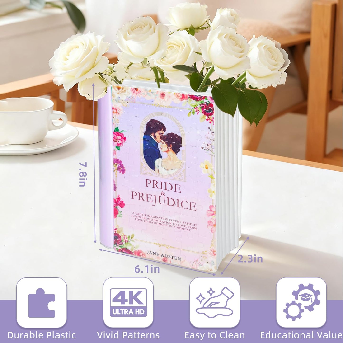 MYLARREN 3D Puzzle Vase for Adults, 3D Puzzle Book Vase for Flowers, 120 Pcs 3D Puzzles Planter for Kids Ages 8-13, Cute Unique Flower Vases for Book Shelf Decor, Books Lover Gifts for Women(Pride)
