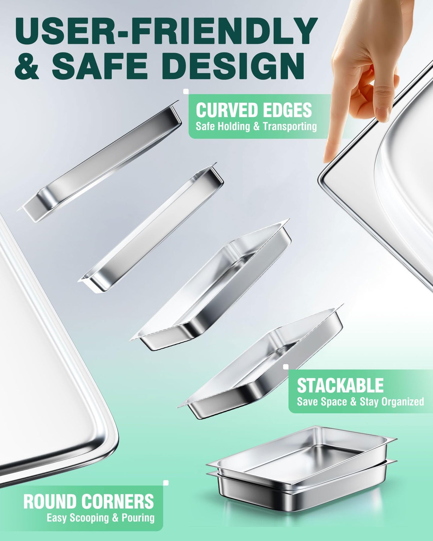WantJoin Steam Table Hotel Pans 1/1 Full Size 2.5 Inch Deep 6 Pack, Stainless Steel Metal Tray Sets Food Storage Container for Restaurant Chafing Dishes Commercial Buffet Warmer Catering Supplies