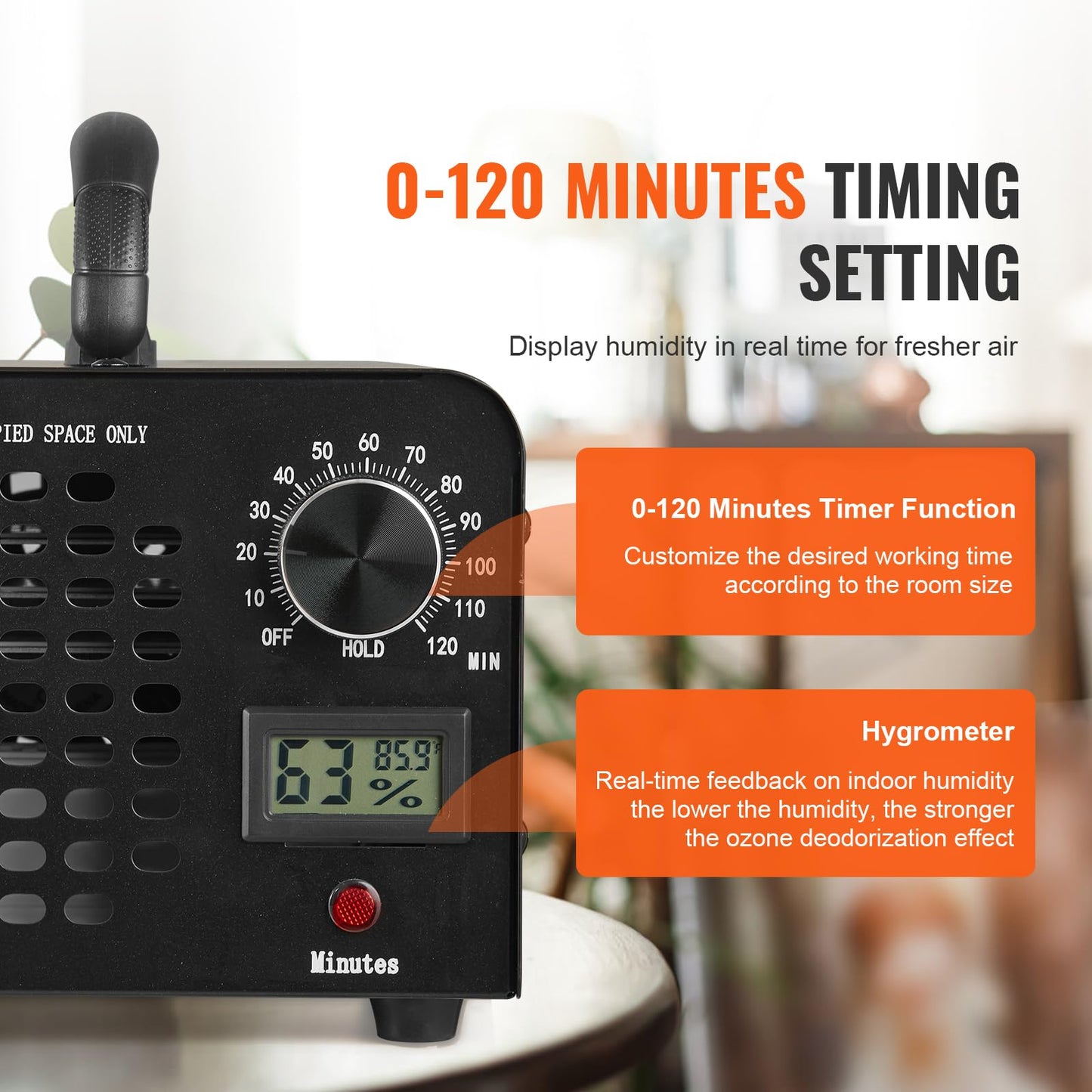 VEVOR Ozone Generator, 36000mg/h Ozone Machine, High Capacity Commercial/Industrial Ozone Generator Machine with 0-120 min Time Setting for Rooms, Cars