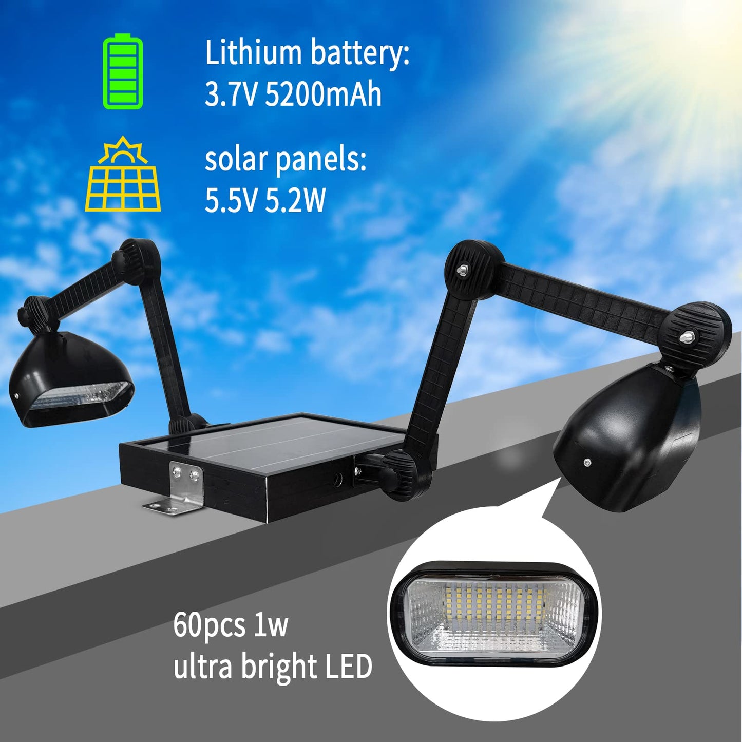 Solar billboard light, 120LED Outdoor Lights for Sign, Wireless Dual Sign Lighting for commercial Billboard, Shops, HOA, Real Estate