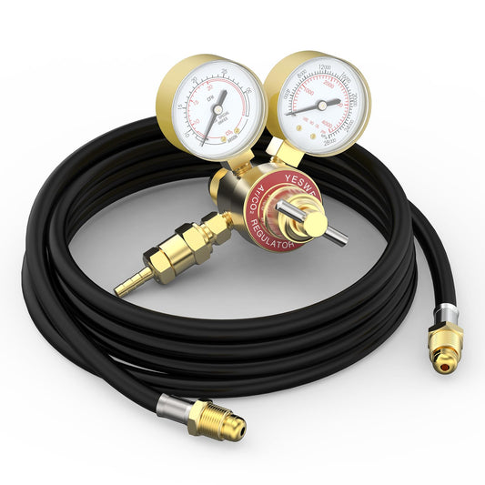 YESWELDER Argon CO2 Regulator with 8.2FT Hose 0-4000 PSI Gauges Gas Welding Regulator for MIG and TIG, CGA580 Inlet Connection