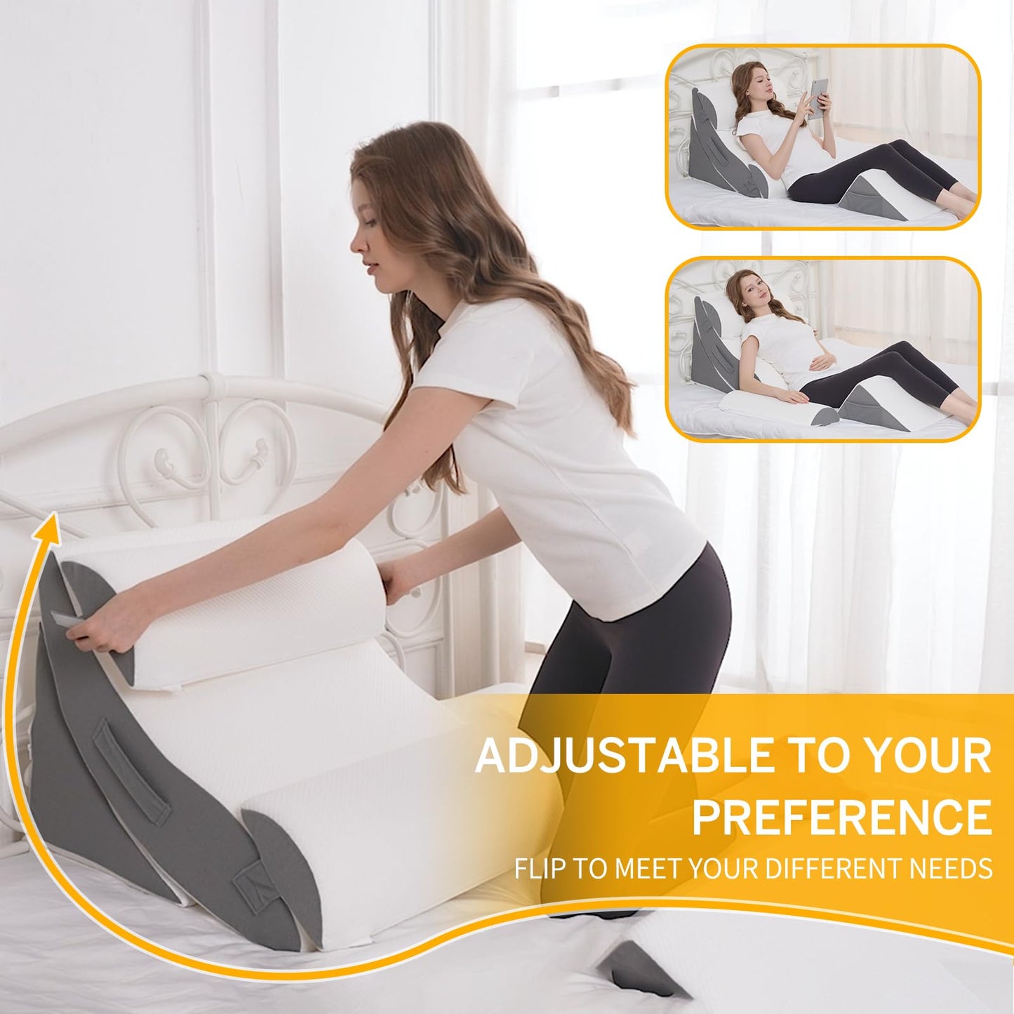 Ziixmile Wedge Pillow Set for After Surgery – 5PCS Orthopedic Bed Wedge Pillow Set for Sleeping, Body, Back and Leg Pain Relief Comfortable & Adjustable Support Pillows-Anti Snoring (Grey)