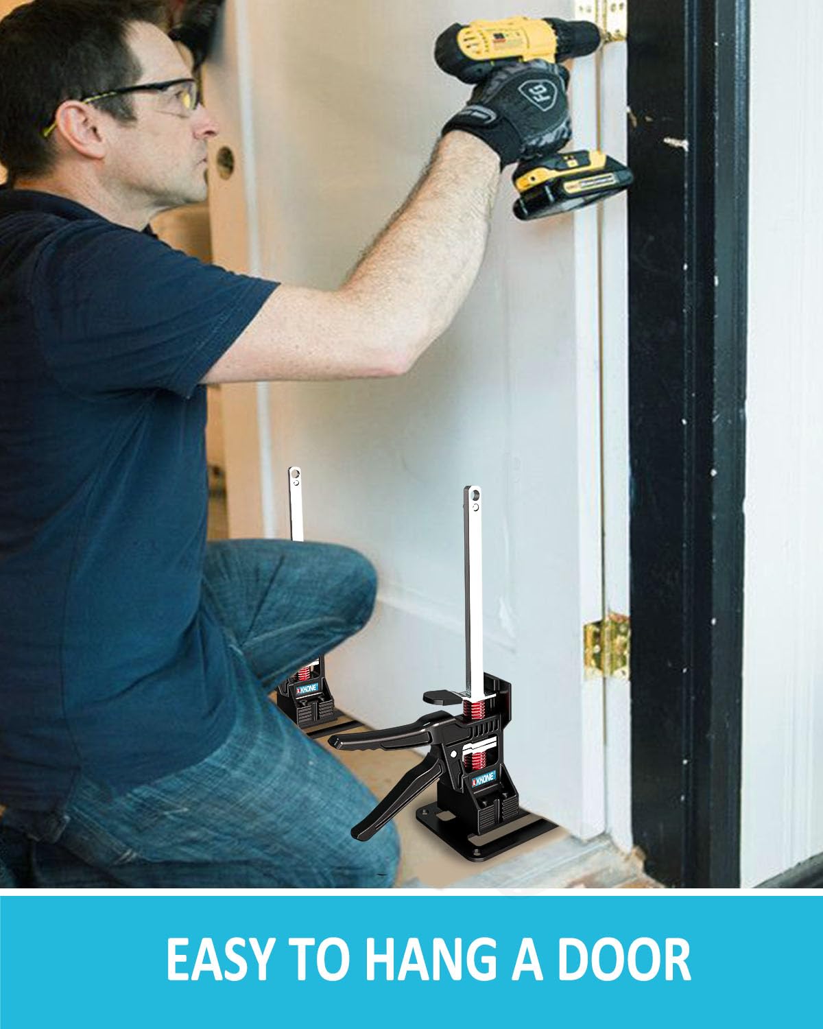 XKONE Labor Saving Arm Jack(2 Pcs),Multi-Function Height Adjustment Lifting Device with Storage Case,Suitable for Door Panel Lifting,Wall Tile Locator,Cabinet Jack and Board Lifter etc.
