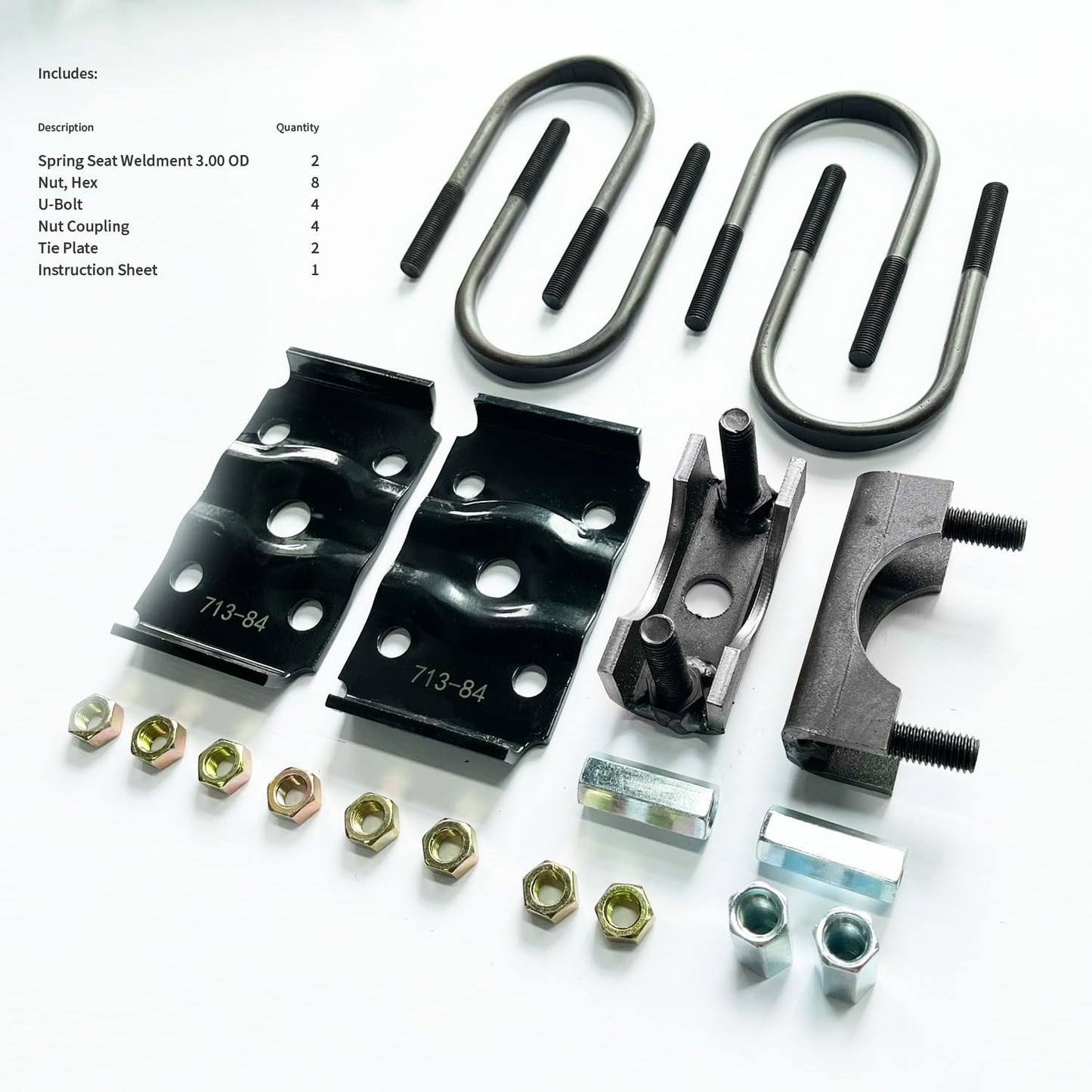 AGILLE K7138400 Axle Conversion Kit Compatible with Dexter AXLE Dexter K7138400 Conversion Kit, 3500# 2-3/8" Tube Trailer Axle Lift Kit, Include Spring Seat, Nut, U-Bolt, Tie Plate, Instruction Sheet