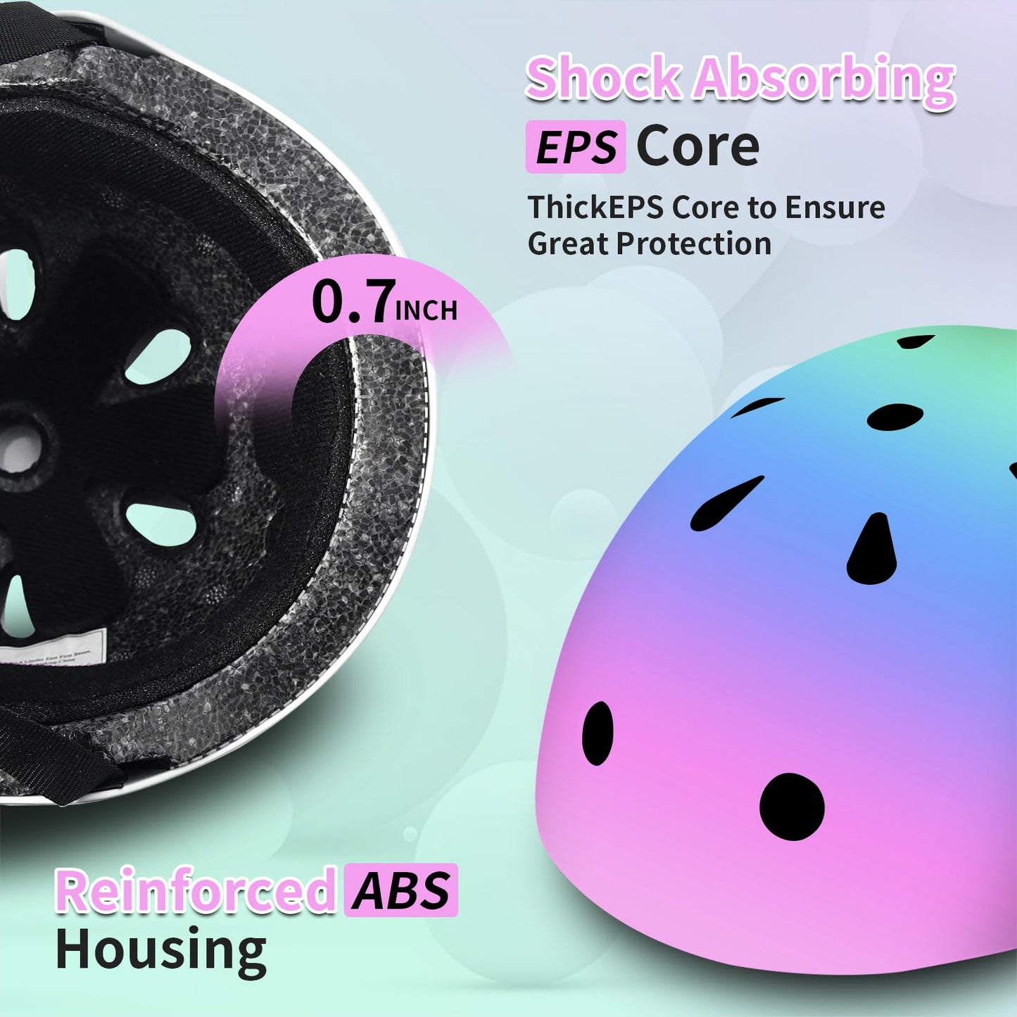 Sticker Adjustable Color Gradient Bike Kids Toddler Helmet and pads for Kids 3-5-8-14+Boys Girls Child Skateboard Helmet with Knee Pad Elbow Pads Guards,Riding Scooter Roller Inline skatings Longboard