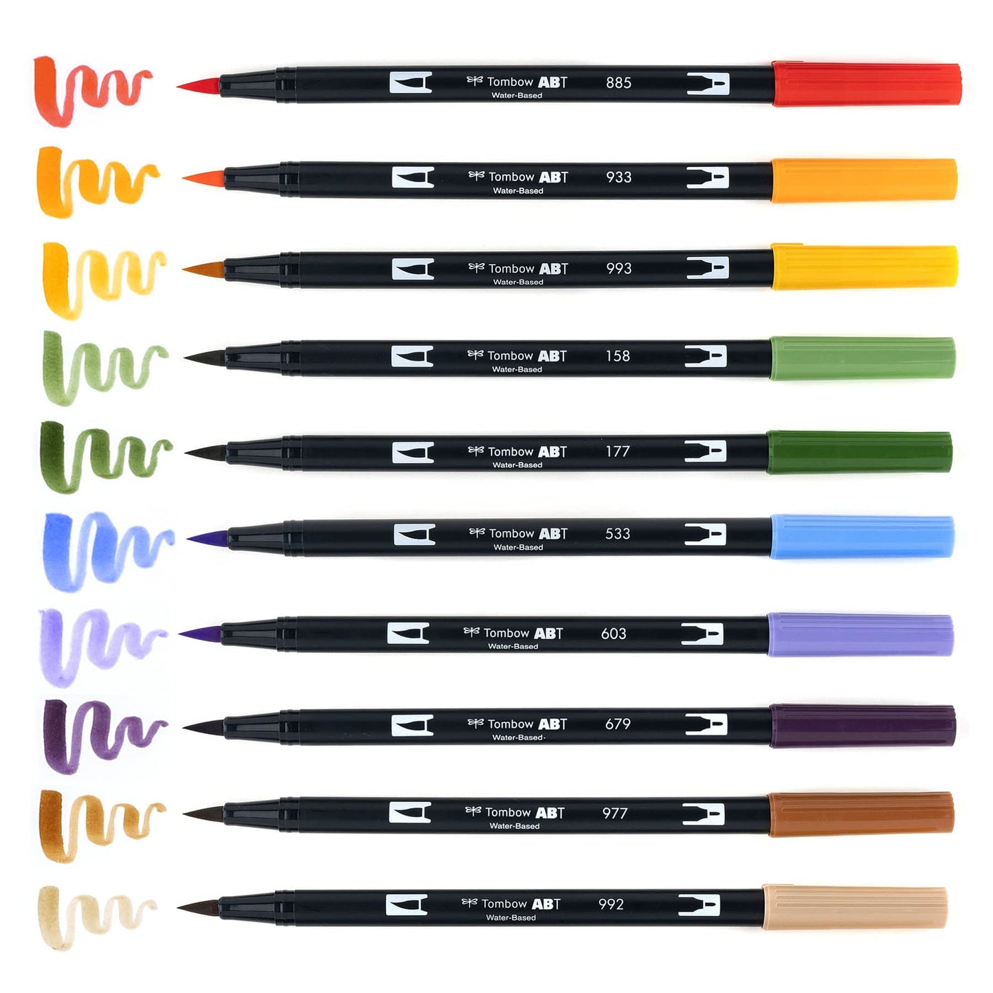 Tombow 56168 Dual Brush Pen Art Markers, Secondary, 10-Pack. Blendable, Brush and Fine Tip Markers