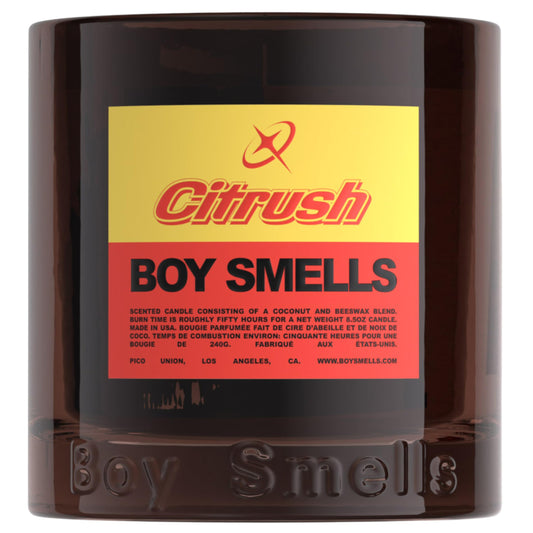 Boy Smells Citrush Candle – Bright Citrus Aroma – Warm Musk Finish – Pomelo Oil – Clean Burning Scented Candle – Long-Lasting Fragrance Throw – Vegan Soy Wax Blend – 8.5oz Glass Jar