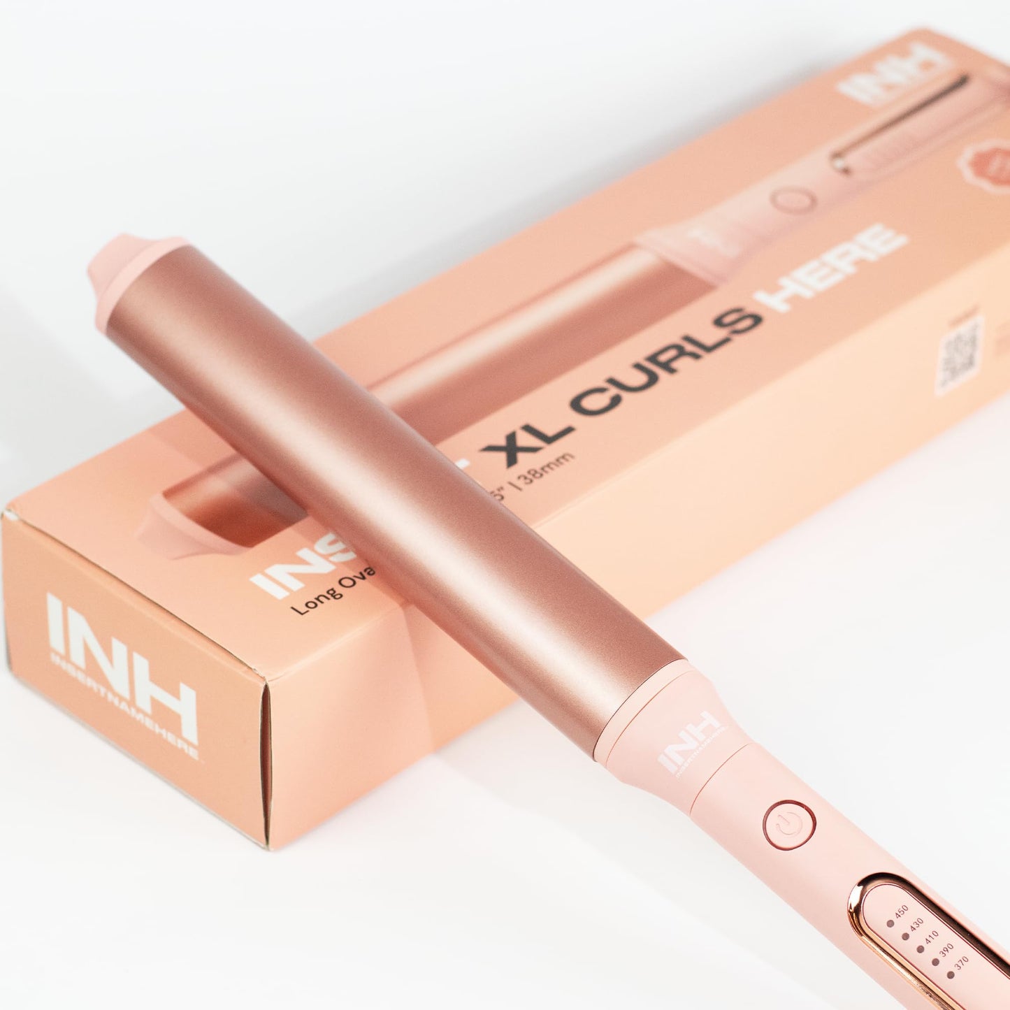 INH Hair Extra Long Oval Barrel Curling Iron with Tourmaline Ceramic Wand & Ionic Technology for Longer Looser Curls with Z-Formation | Best Hair Clamp Free Wand for Frizz Free Hollywood Blowout