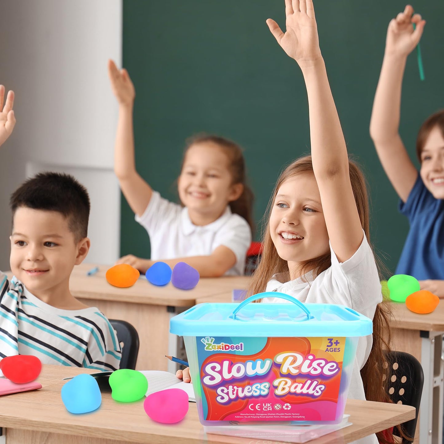 Slow Rising Stress Ball 50 Pack: Mini Squishy Ball for Kids Anxiety Relief, Hand Therapy Sensory Toy, Pull Stretch Fidget Toy, Prize Box Toys for Classroom, Bulk Toy for Teacher, Offices & Group