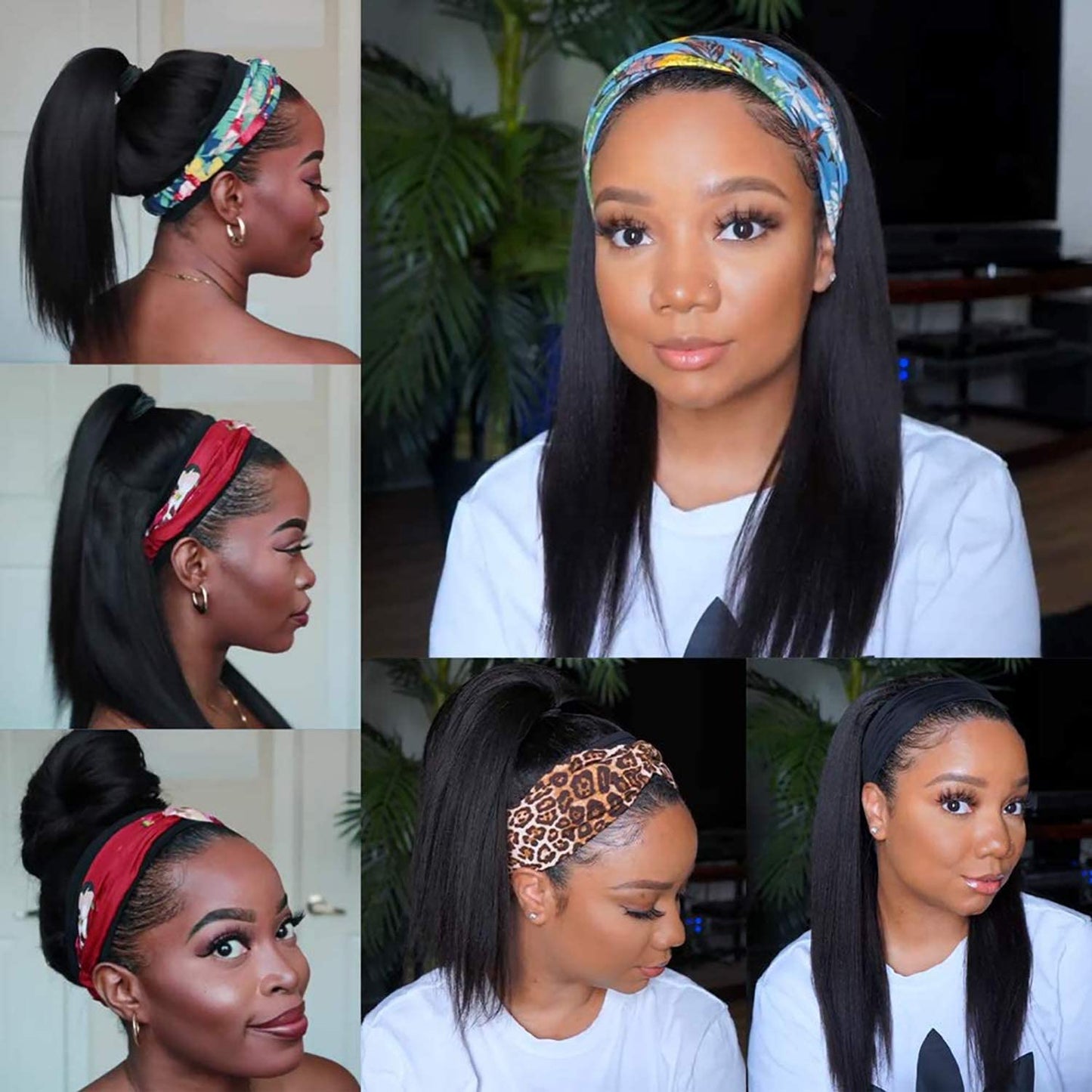 TNICE Headband Wig Human Hair Straight 20 Inch Brazilian Virgin Human Hair Headband Wigs for Black Women Glueless None Lace Front Human Hair Wigs Straight Headband Wigs Natural Color 150% Density