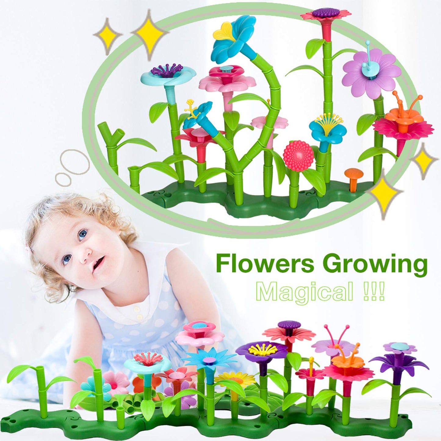 Visit the BIRANCO. Store BIRANCO. Flower Garden Building Set - Grow up! Fun Stacking Toys for Toddlers and Kids Age 3-6 Year Olds, Educational Activity for Preschool, Cool STEM Gardening Gifts for Girls (138 PCS)