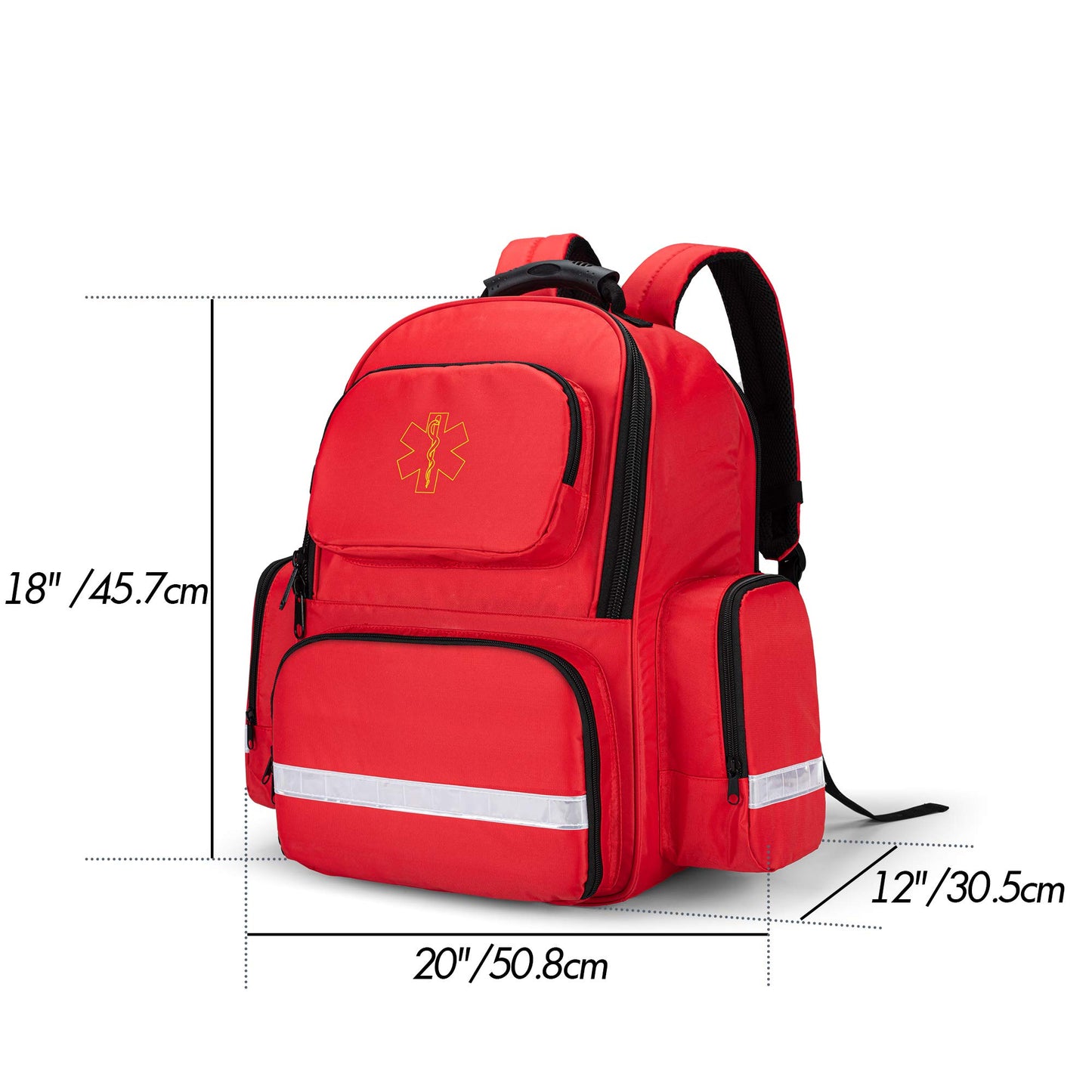 Trunab First Responder Bag Trauma Backpack Empty, Medical Emergency Kits Storage Jump Bag Pack for EMT, EMS, Police, Firefighters, Safety Officers - Patented Design Red