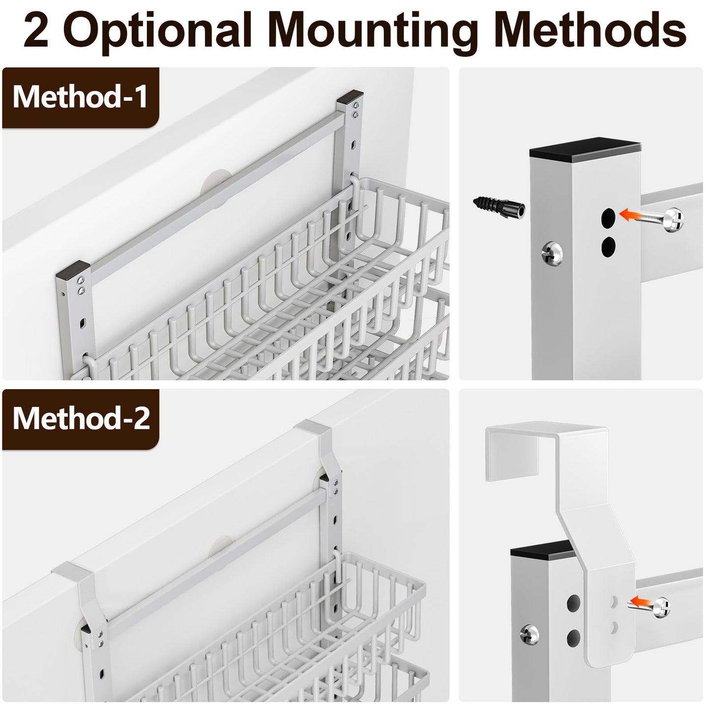 POKIPO 9 Tier Over The Door Pantry Organizer, 2 in 1 Wall Mount or Hanging Spice Rack with Adjustable Deep Basket, Heavy-Duty Seasoning Organizer and Storage for Kitchen Cabinet Closet Bathroom