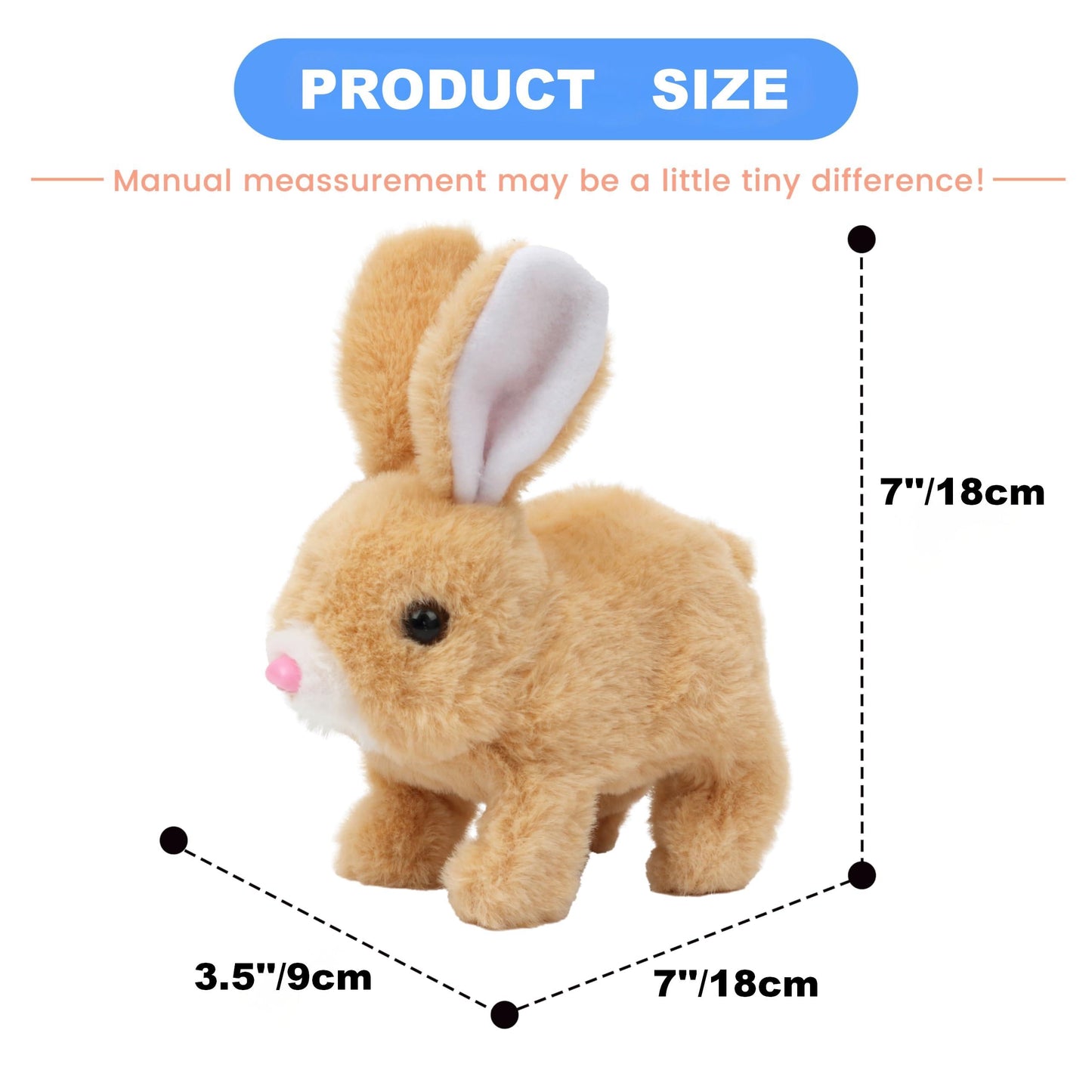 Zloeoa Electronic Interactive Jumping Toy, Realistic Plush Bunny (Brown & White)