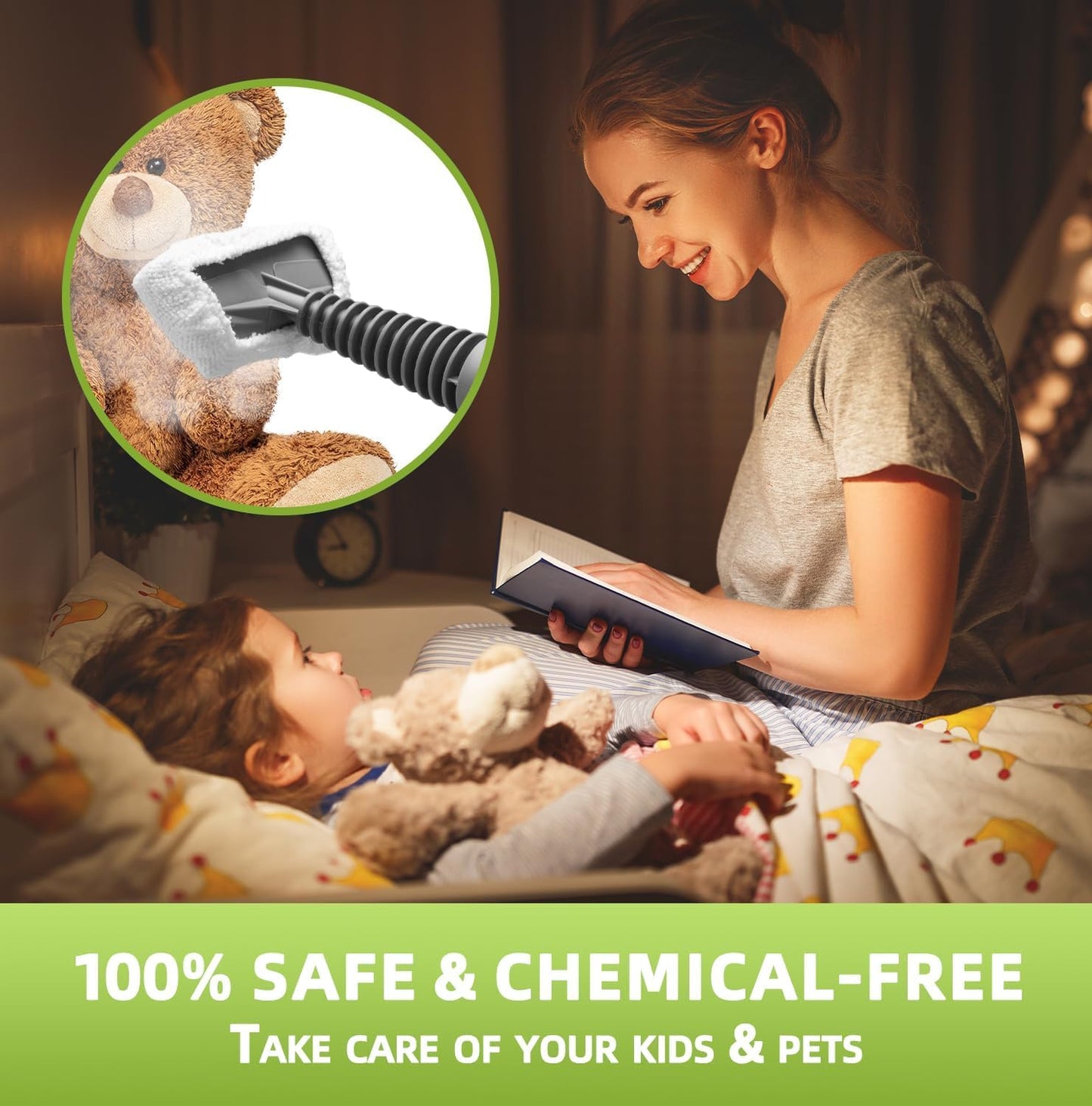 Outspurge Handheld Steam Cleaner, Pressurized Multi-Surface Steam Shot with 13 Accessories, Safety Lock, Steamer for Cleaning Floor, Upholstery, Grout, Windows, Couch and Car (Black)