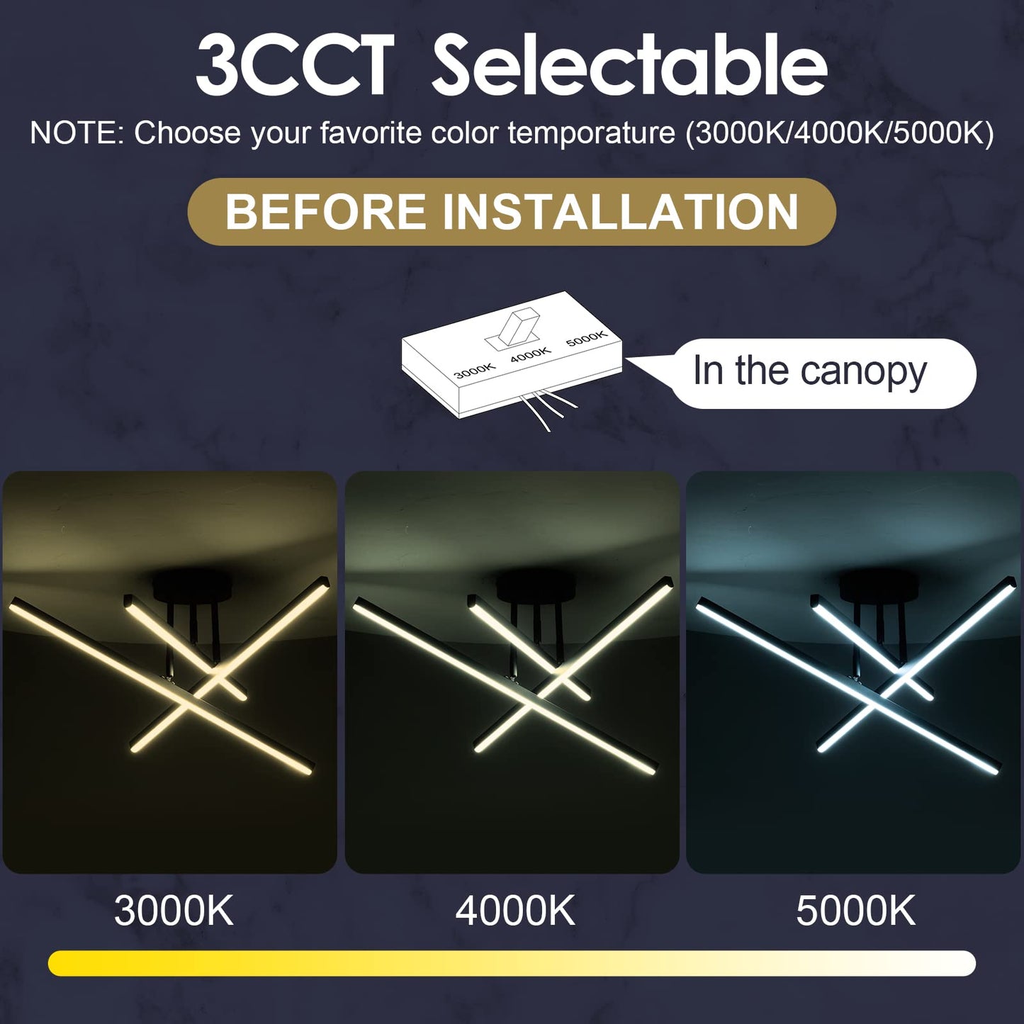 AIRYPHANT Modern LED Chandelier 24W Dimmable Black Semi Flush Mount Ceiling Light Fixture for Kitchen Dining Room Foyer Entry, 23.82"