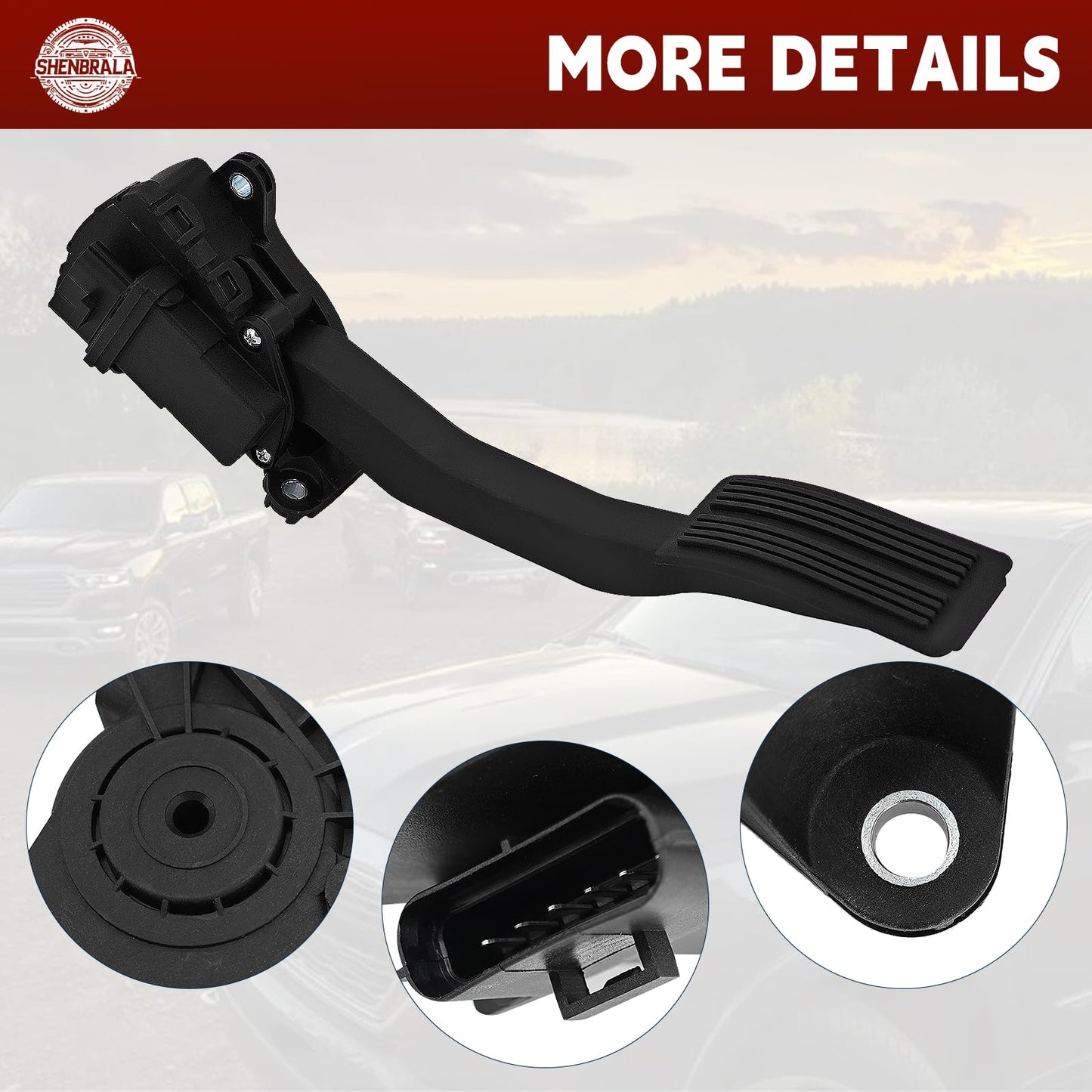 53032753AC Accelerator Pedal Sensor, New Fits for 2005-2006 Dodge Ram 1500/ Ram 2500/ Ram 3500, Throttle Pedal Position Sensor Interchange with 53032753AB 53032794AB 53032753AA APS312 PC-670711