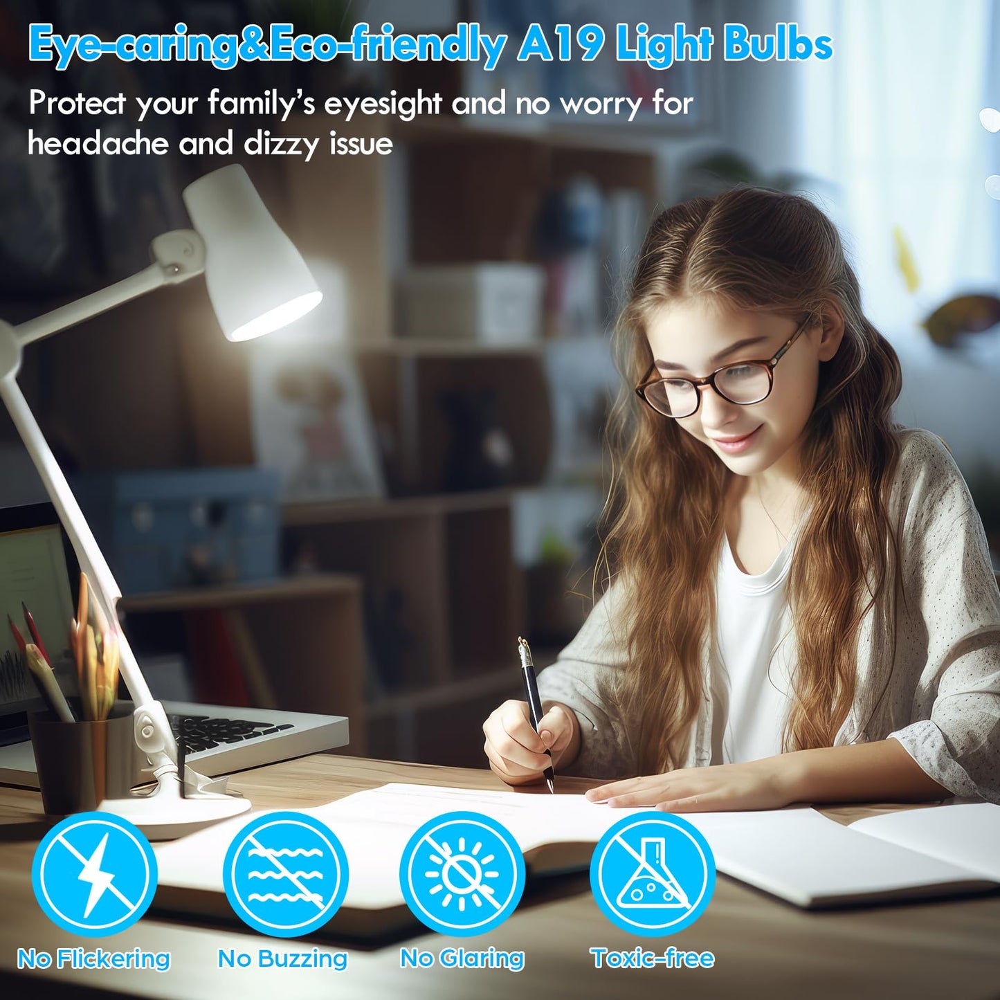 24-Pack LED Light Bulbs 100 Watt Equivalent, 14W 1600Lumens Bright A19 LED Bulbs, Standard E26 Medium Screw Light Bulbs 5000K Daylight White, 90+ CRI, 25000+Hrs Lifespan, No-Flicker, Non-Dimmable
