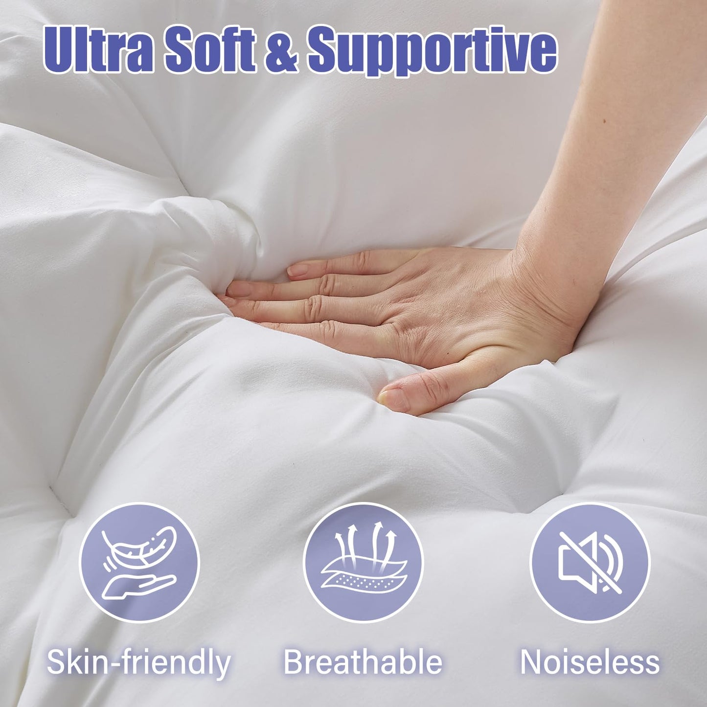 WhatsBedding 4 Inch Memory Foam Mattress Topper Full for Back Pain Relief, Filled with Breathable Gel Memory Foam, Fluffy Comfort Supportive Pillow Top Mattress Topper, 75x54x4in