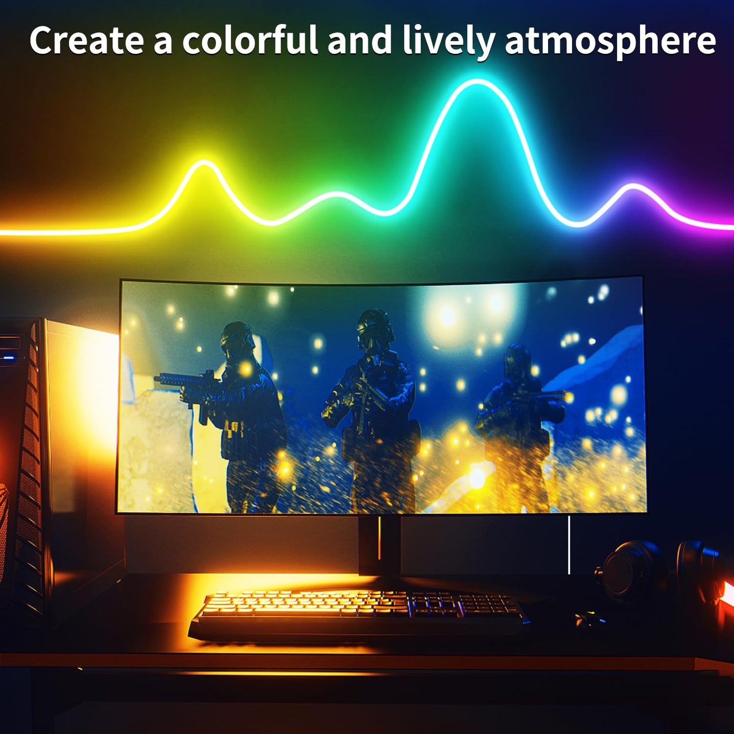 segrass 66FT Neon LED Rope Lights IP65 Waterproof LED Lights for Bedroom Flexible LED Light Strip with Remote/APP Control RGB Lighting Strip for Indoors Outdoors Bedroom Room Home Décor