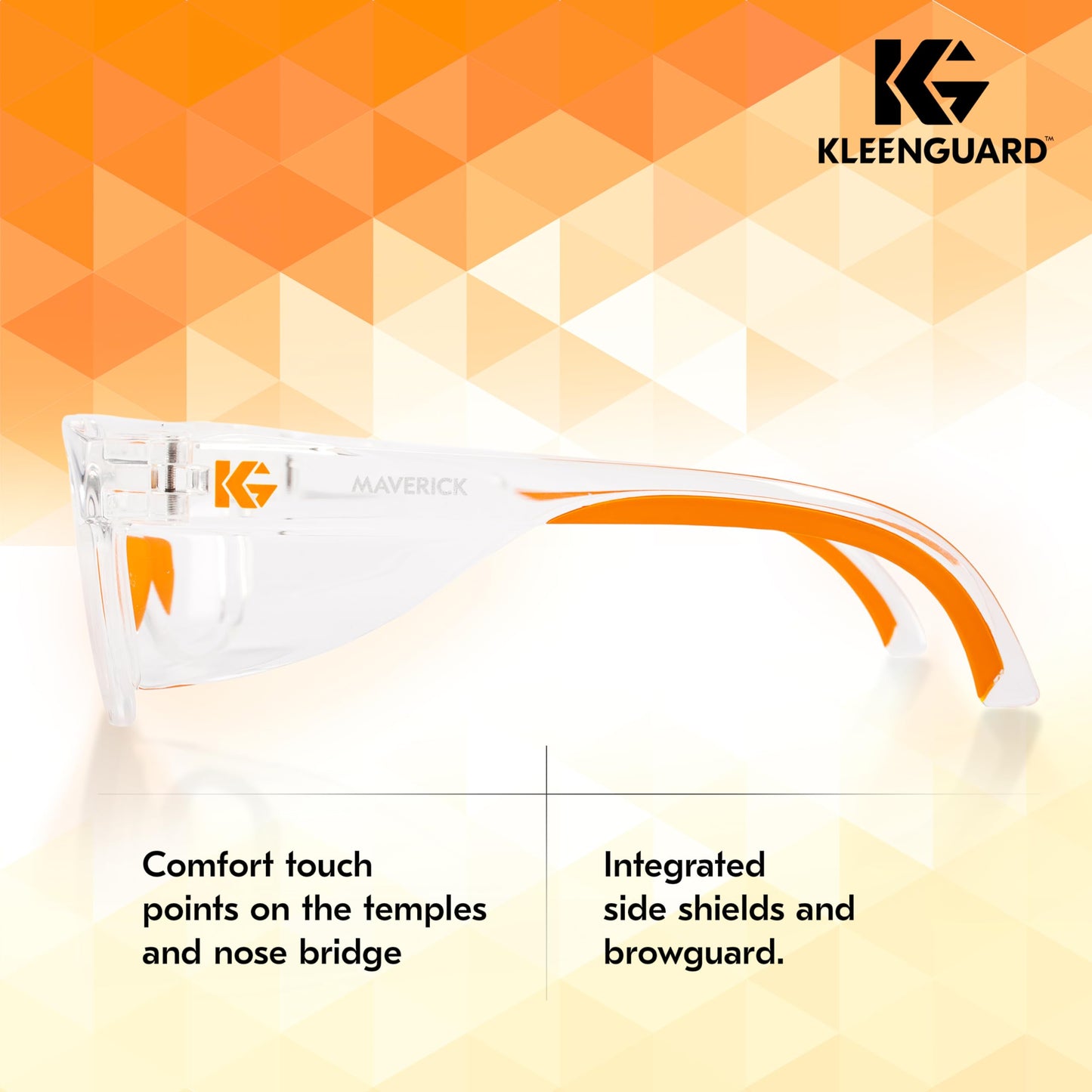 KleenGuard™ V30 Maverick™ Safety Glasses (49301), with KleenVision™ Anti-Fog Coating, Clear Lenses, Clear Frame, Unisex for Men and Women (Qty 12)