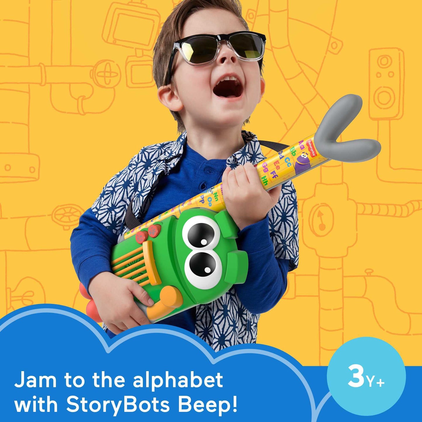 Fisher-Price StoryBots A to Z Rock Star Guitar, Pretend Musical Instrument Learning Toy That Teaches The Alphabet for Preschool Kids Ages 3 Years & up
