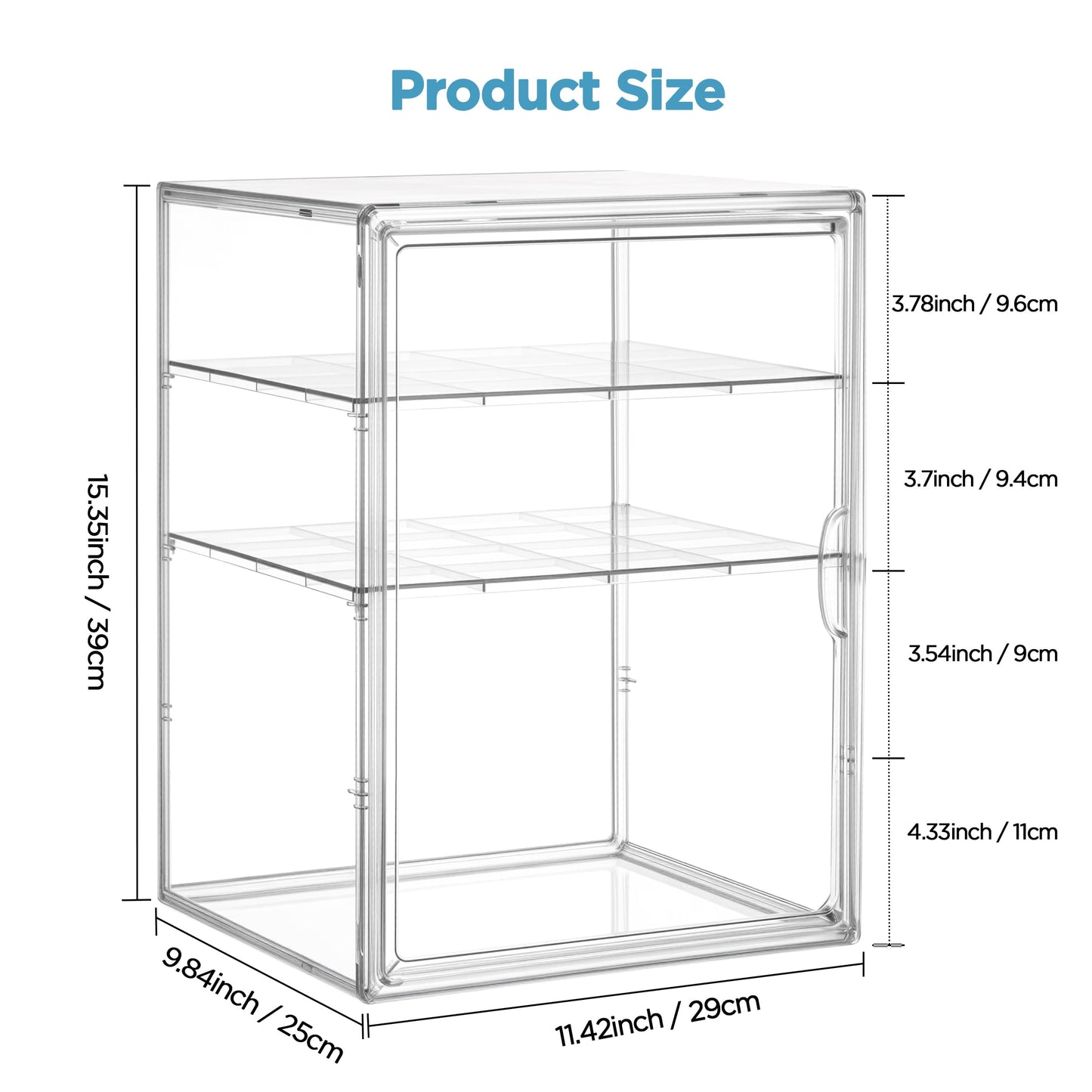 HBlife Baby Bottle Storage Organizer for Countertop Cabinet, 3 Tiers Adjustable Clear Acrylic Bottles Storage Station Case Box Container with 2 Removable Dividers and Magnetic Door, X-Large
