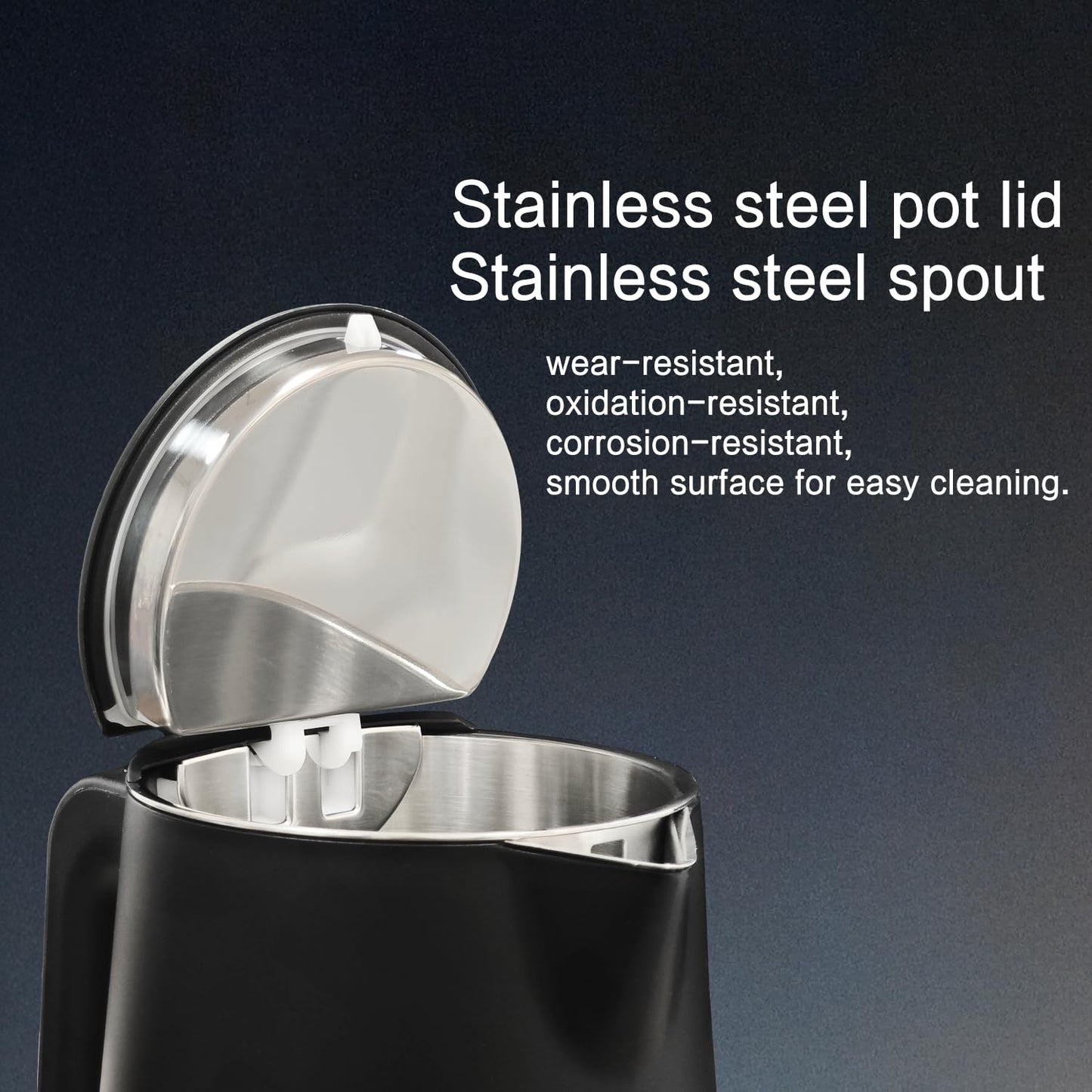 QUAXWELL 1.5L Electric Kettle Stainless Steel, Double Wall Cool Touch Teapot, Fast Boil,5 Temperature Control, LED Display, Auto Shut-Off, BPA-Free,Keep Warm Function, Ideal for Tea & Coffee,Black