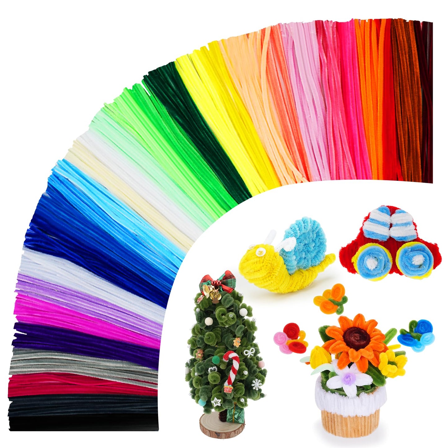 1600 Pieces Pipe Cleaners Craft Supplies, Multi-Color Chenille Stems, Multi-Color Craft Pipe Cleaners Bulk for DIY Art and Craft Projects (6mm x 12 Inch)