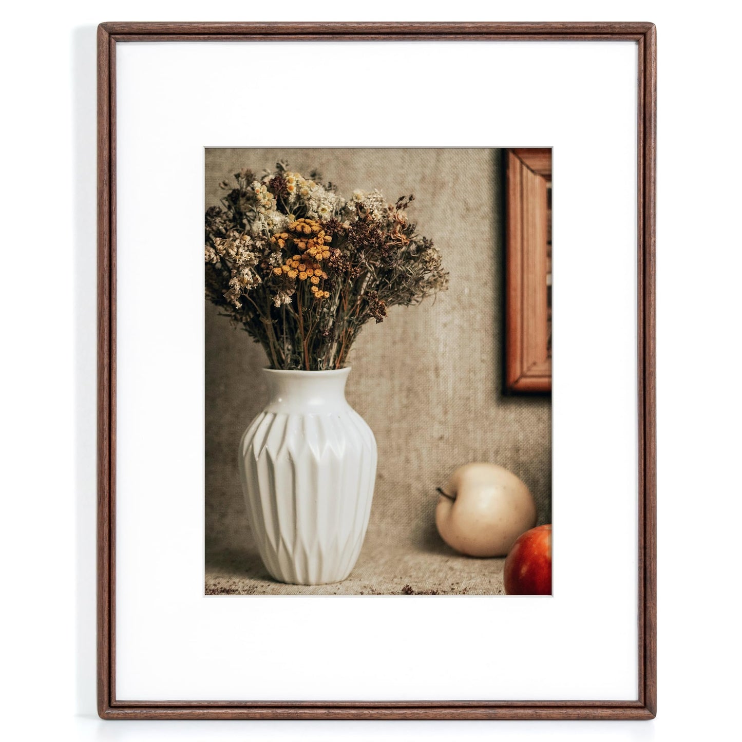 16X20 Picture Frame, Natural Solid Walnut Wood Photo Frame with High Tempered Glass, Handcrafted Rounded Corner 16 by 20 Wooden Frame Matted to 11x14 for Horizontal or Vertical Wall Mounting