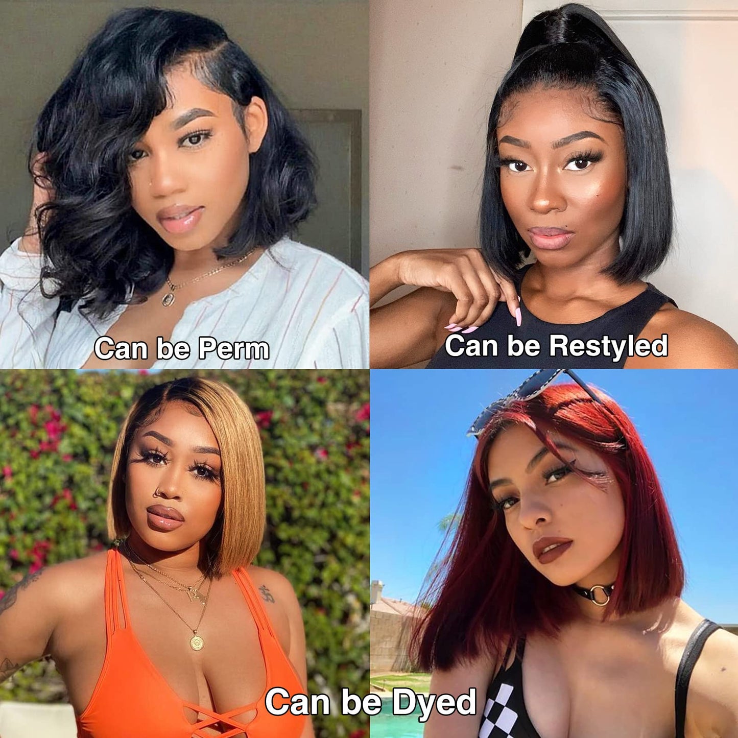 Hoacon Bob Wig Human Hair 13x4 Frontal Lace Wigs for black Women HD Bob Lace Front Wigs Human Hair Glueless Wigs pre plucked pre cut 180% Density Short Bob Wigs 10 Inch