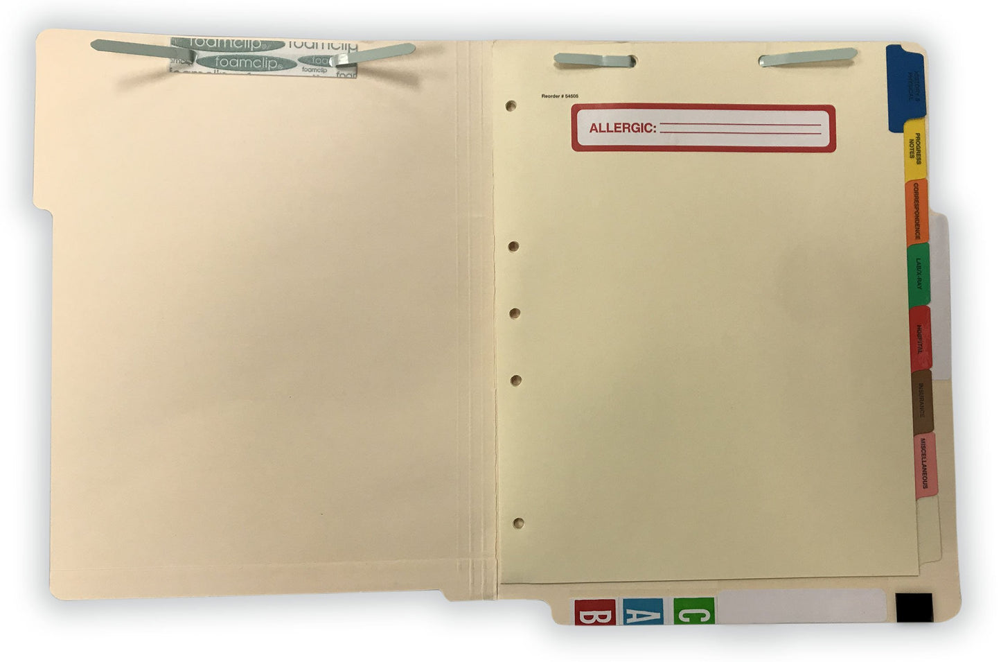 Tabbies TAB54505 Medical Chart Index Set, 8 Side Tab, 9 in. x 11 in., 40-BX, MLA