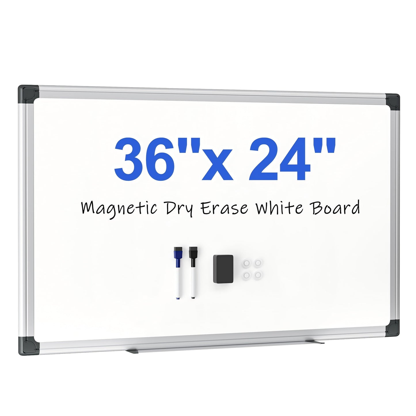 Scribanx Magnetic Dry Erase Board 36 x 24 for Wall, Whiteboard for Home Office, School, Study Room – Silver Aluminum Frame with 2 Markers, 4 Magnets & Eraser