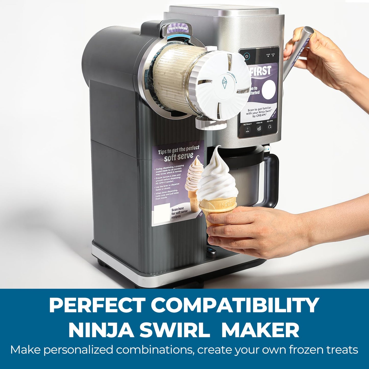 4 Pack Swirl Ice Creami Makers Pints and Lids,NC700 Makers Containers Cups creami accessories Compatible with Ninja Swirl Ice Cream NC700 NC701 Series & Soft Serve Makers,Dishwasher Safe