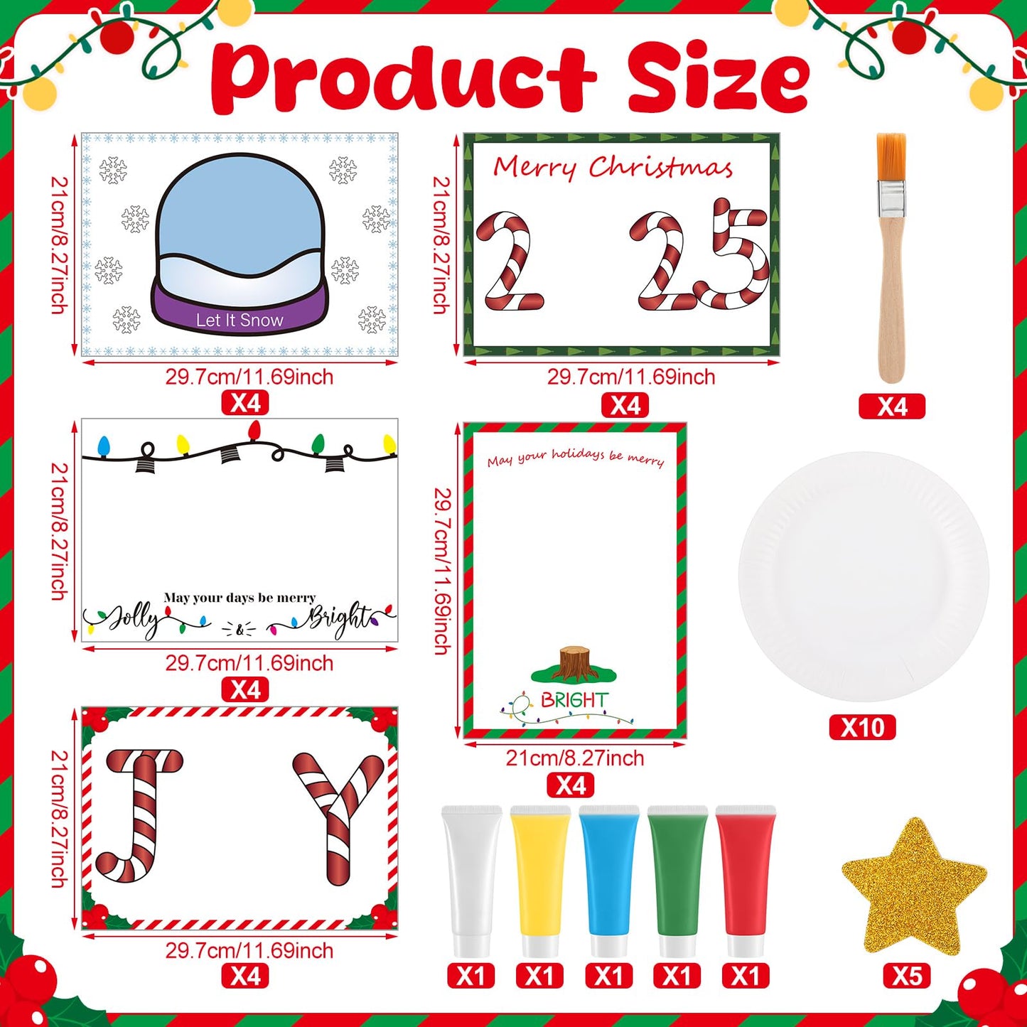 Tenceur 20 Pcs Christmas Handprint Tree Crafts Kits 2025 DIY Make Your Own Xmas Ornaments Souvenir Art Set Handmade Footprint Gift for Xmas Winter Party Classroom Office Home Decorations