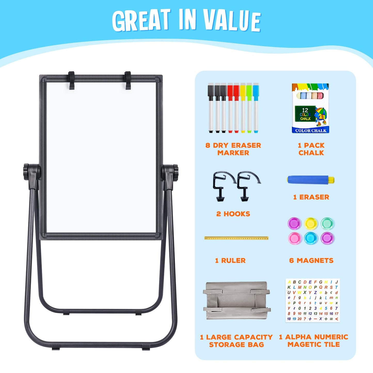 Magnetic Dry Erase Board with Flip Chart for Whiteboard (Black)
