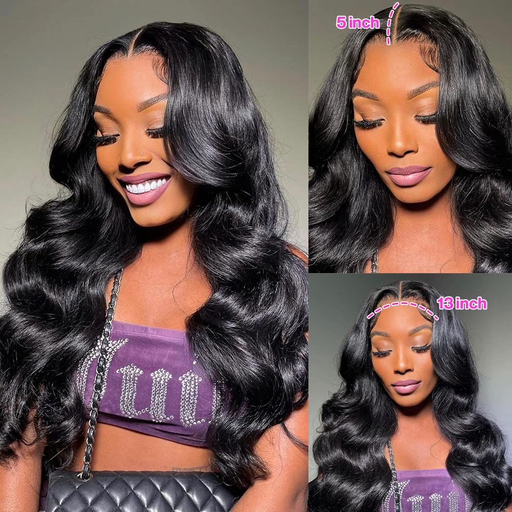 Yamikk 20inch 13x5 HD Lace Front Wigs Human Hair For Women 180% Density Body Wave Frontal Wigs Human Hair Pre Plucked Brazilian Lace Front Wigs